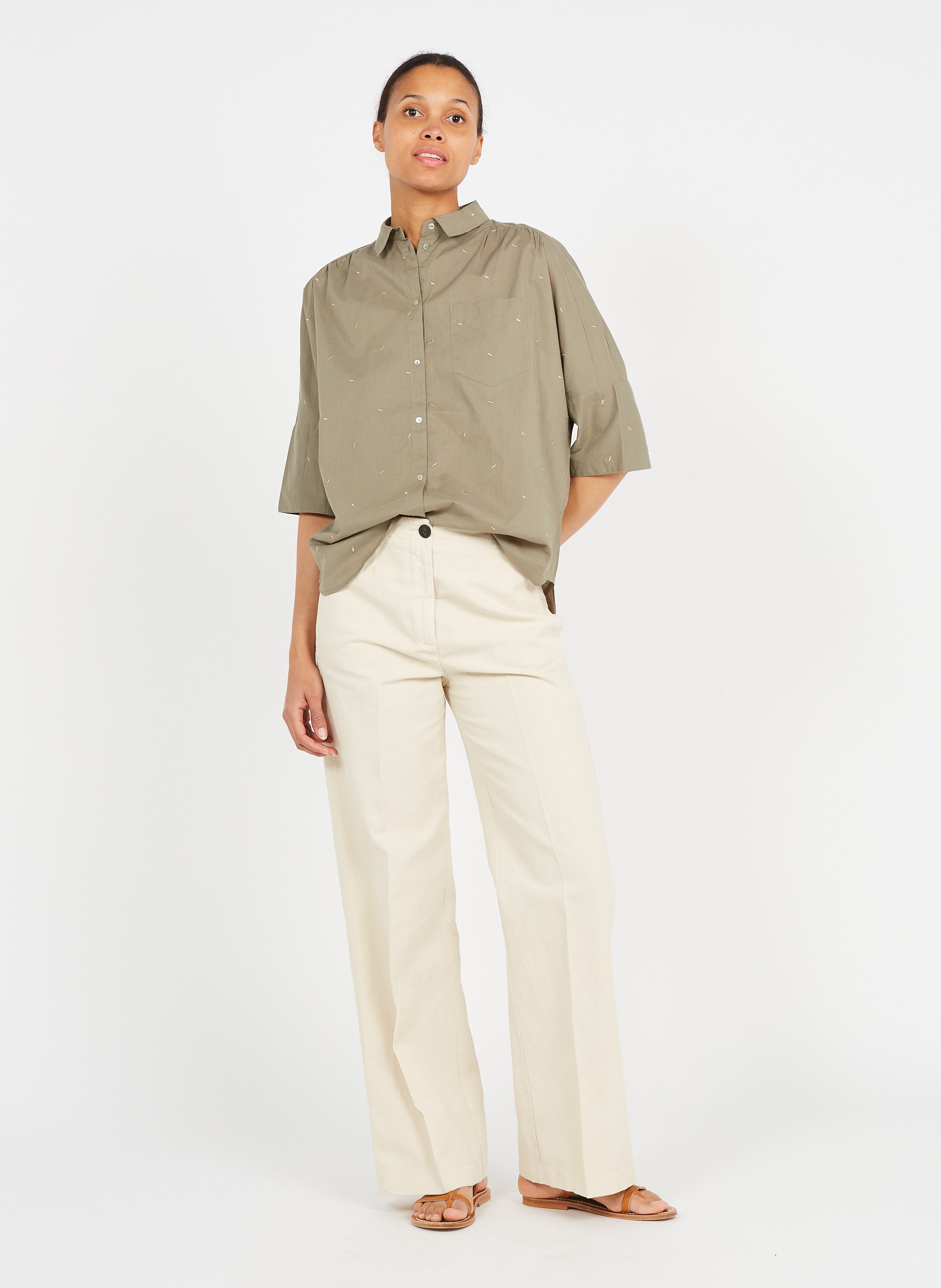 Sale Embroidered Cotton-blend Shirt 