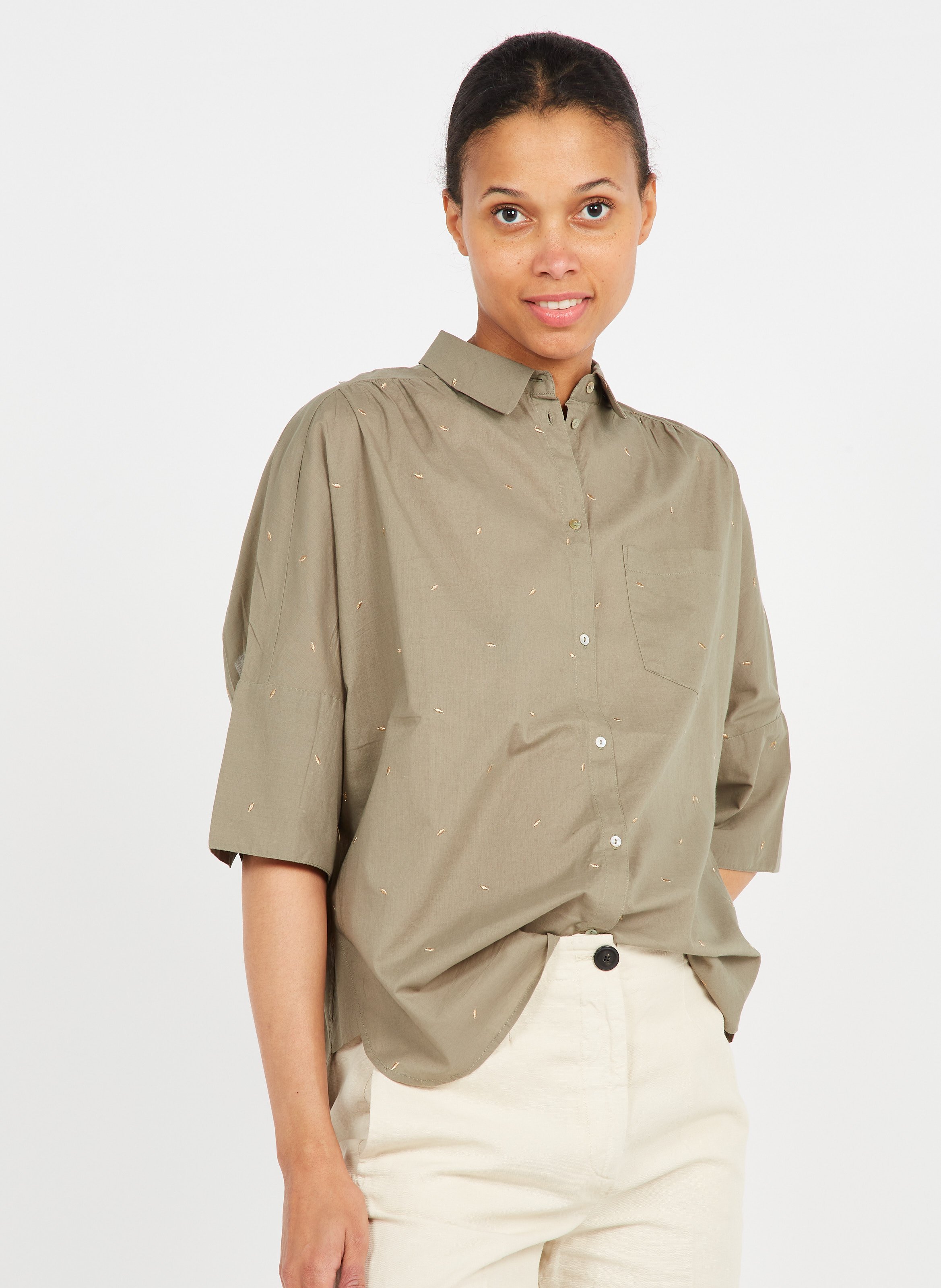 Sale Embroidered Cotton-blend Shirt 