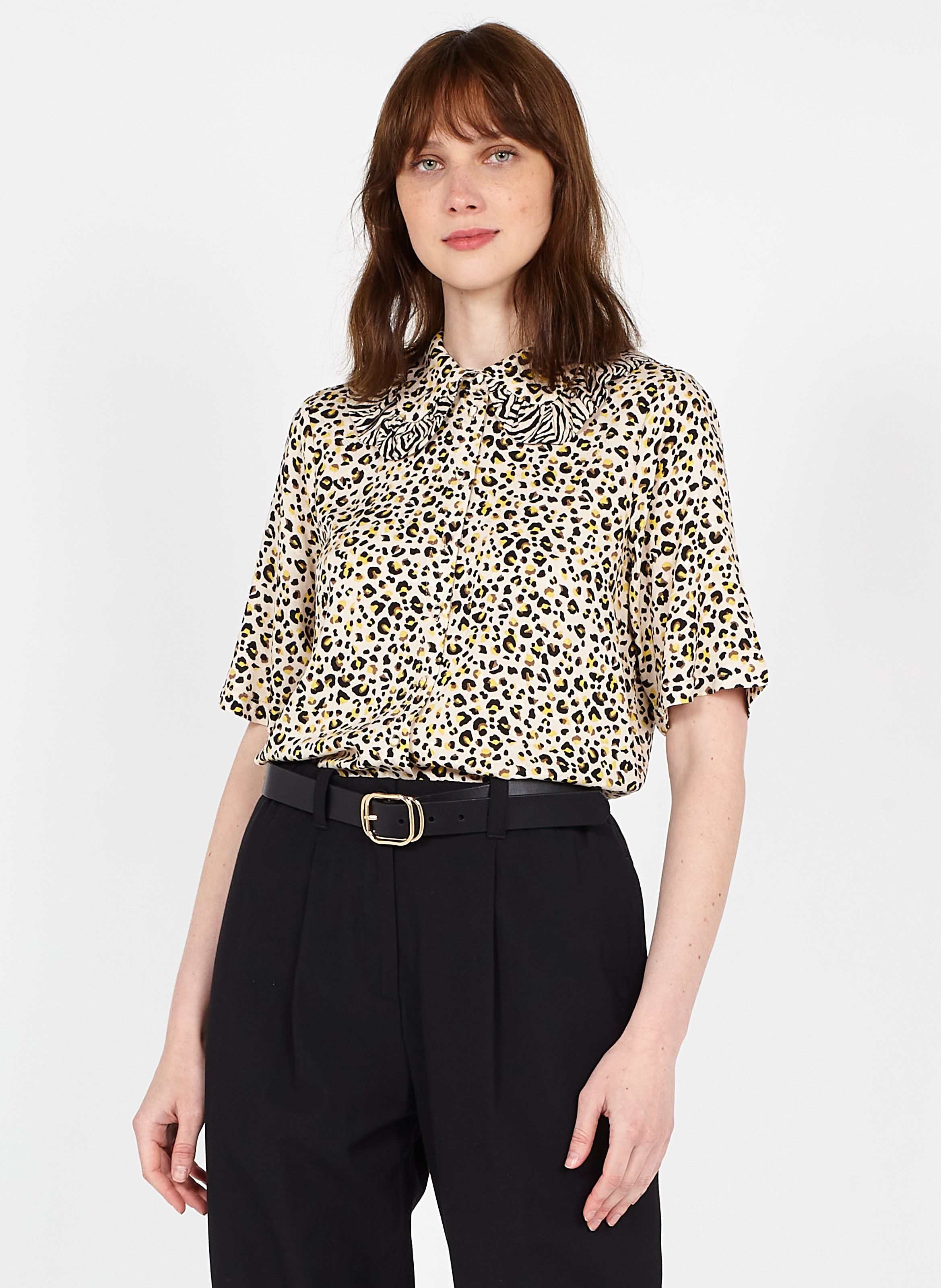 leopard print peter pan collar