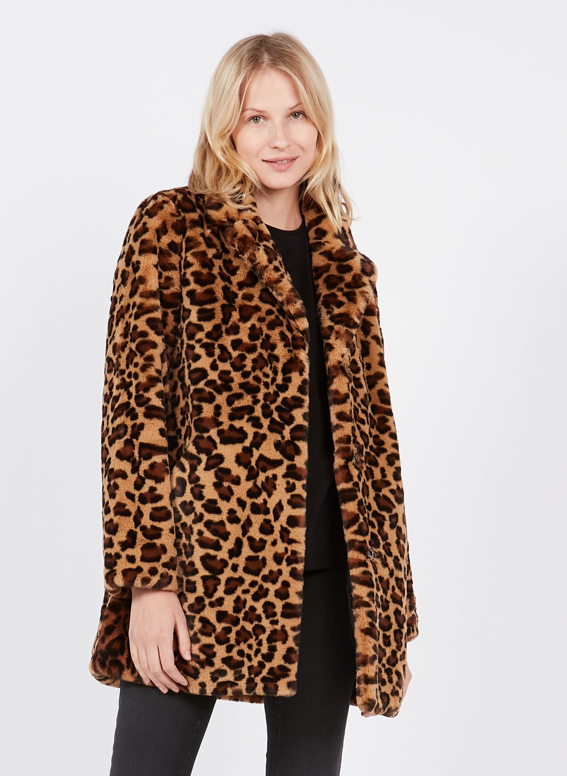 women's leopard faux fur coat