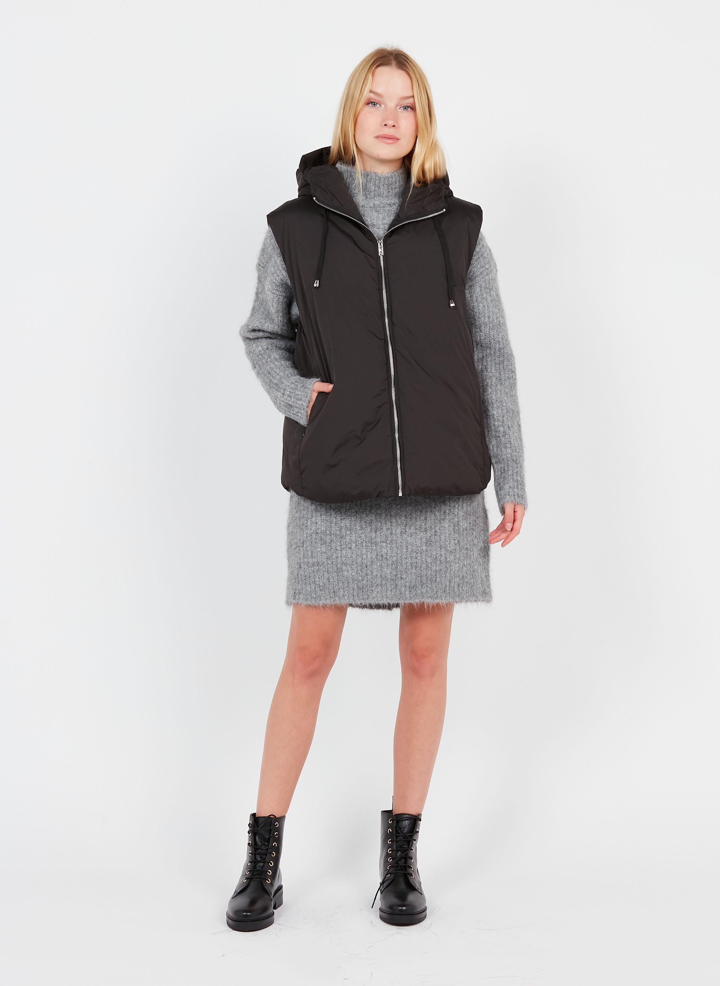 Padded Jacket With Hood Noir Sud Express Women Place des Tendances