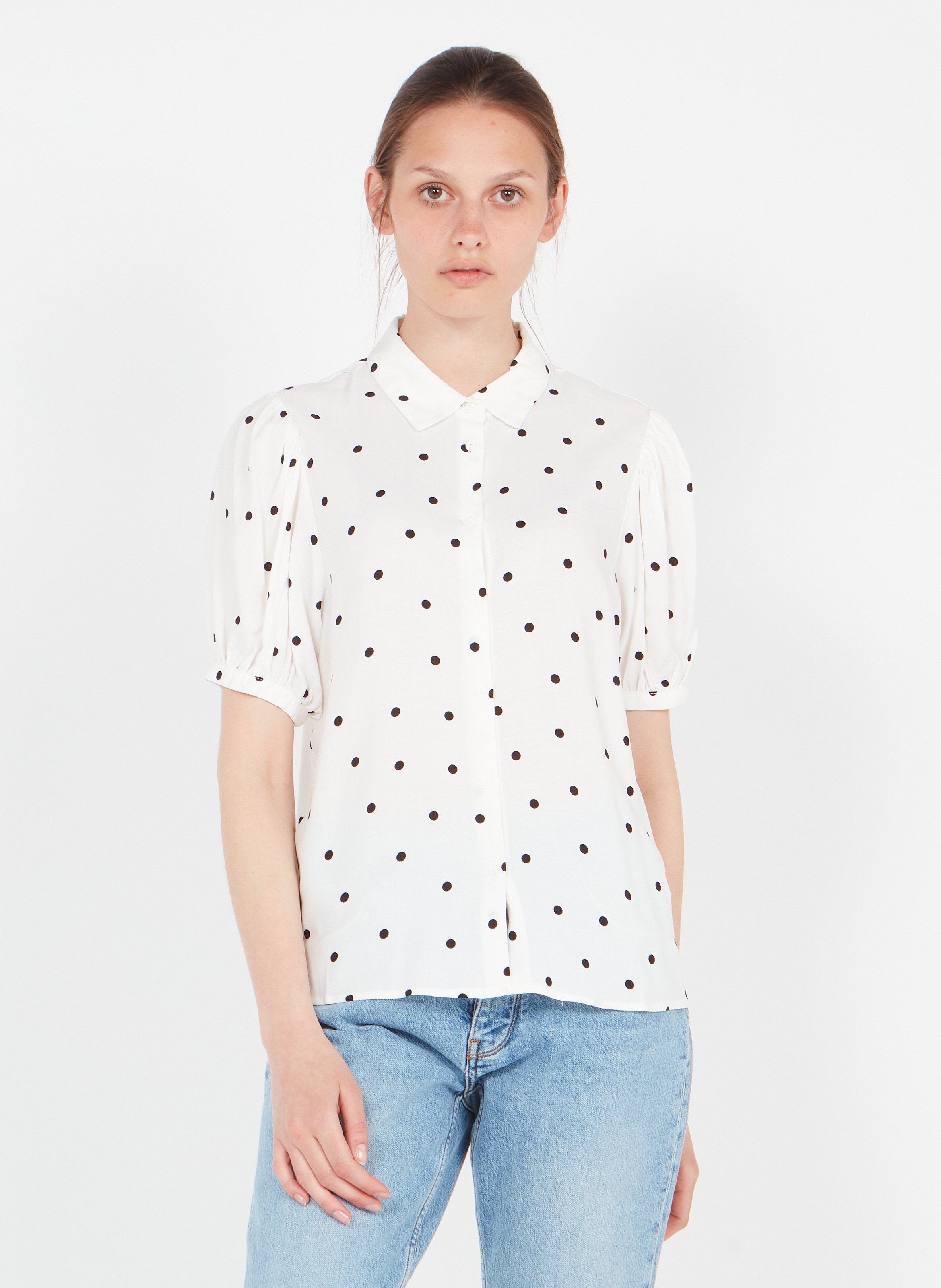 Sale Polka Dot Print Shirt With Classic 