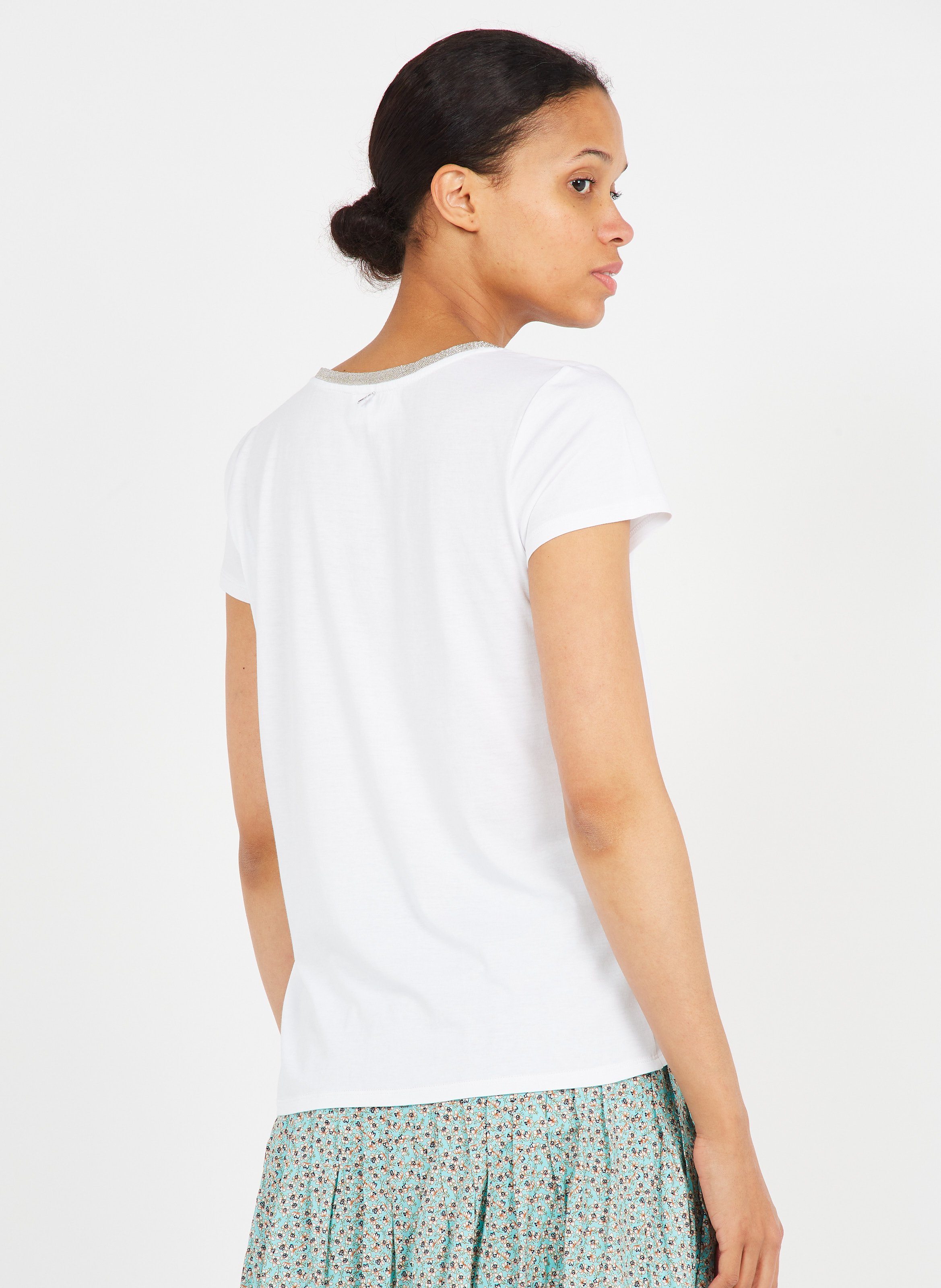 Sale Viscose V-neck T-shirt Blanc Sud 