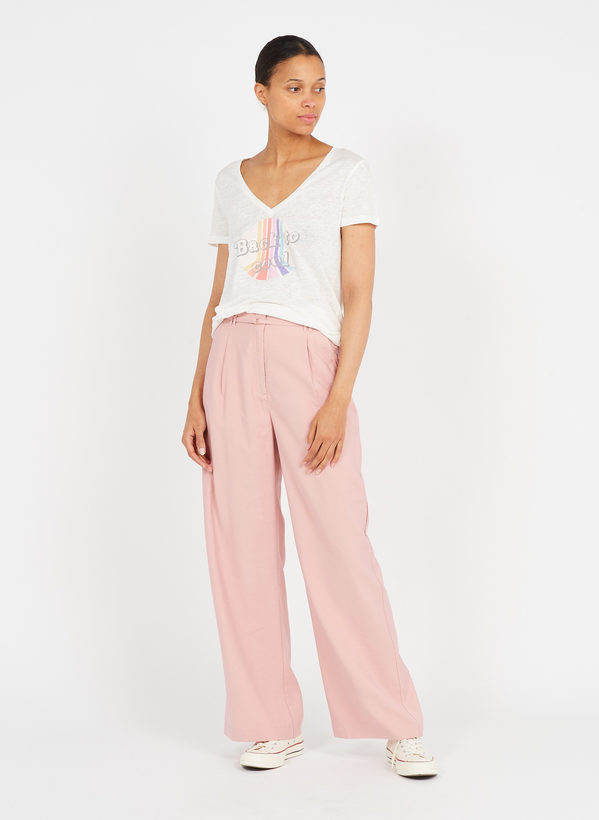 Sale High-waisted Wide-leg Pants Rose 