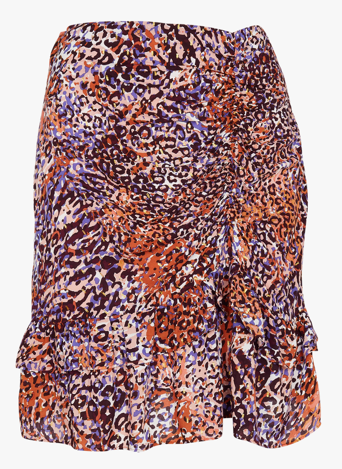 SUNCOO Orange Short leopard print skirt