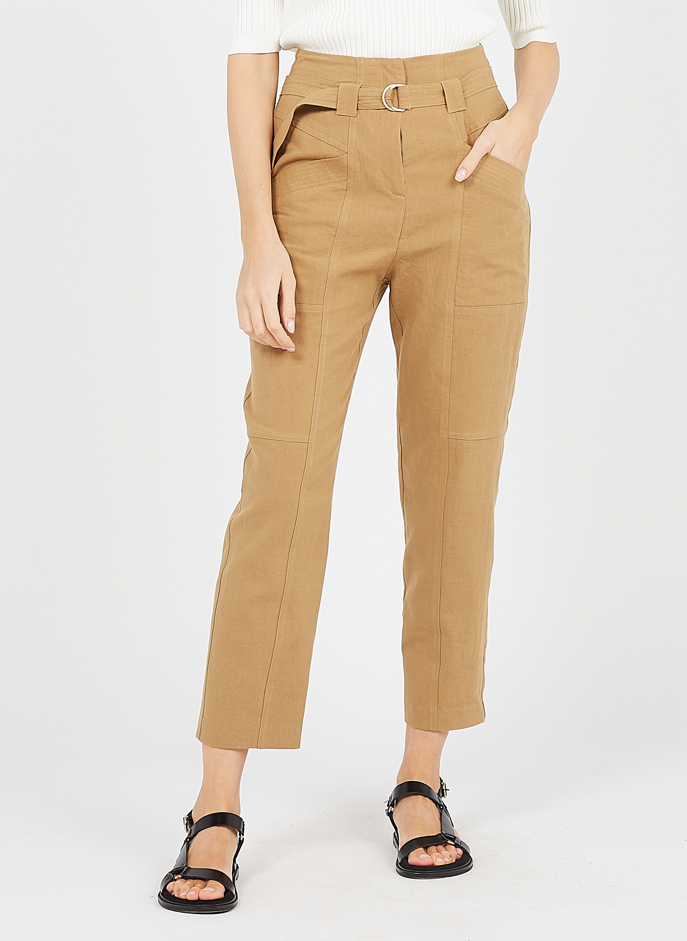 tan linen pants