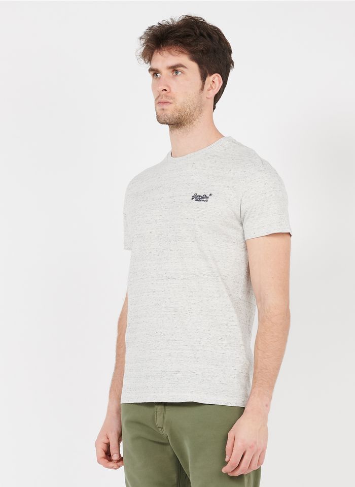 SUPERDRY Grey Slim-fit striped cotton T-shirt with round neck