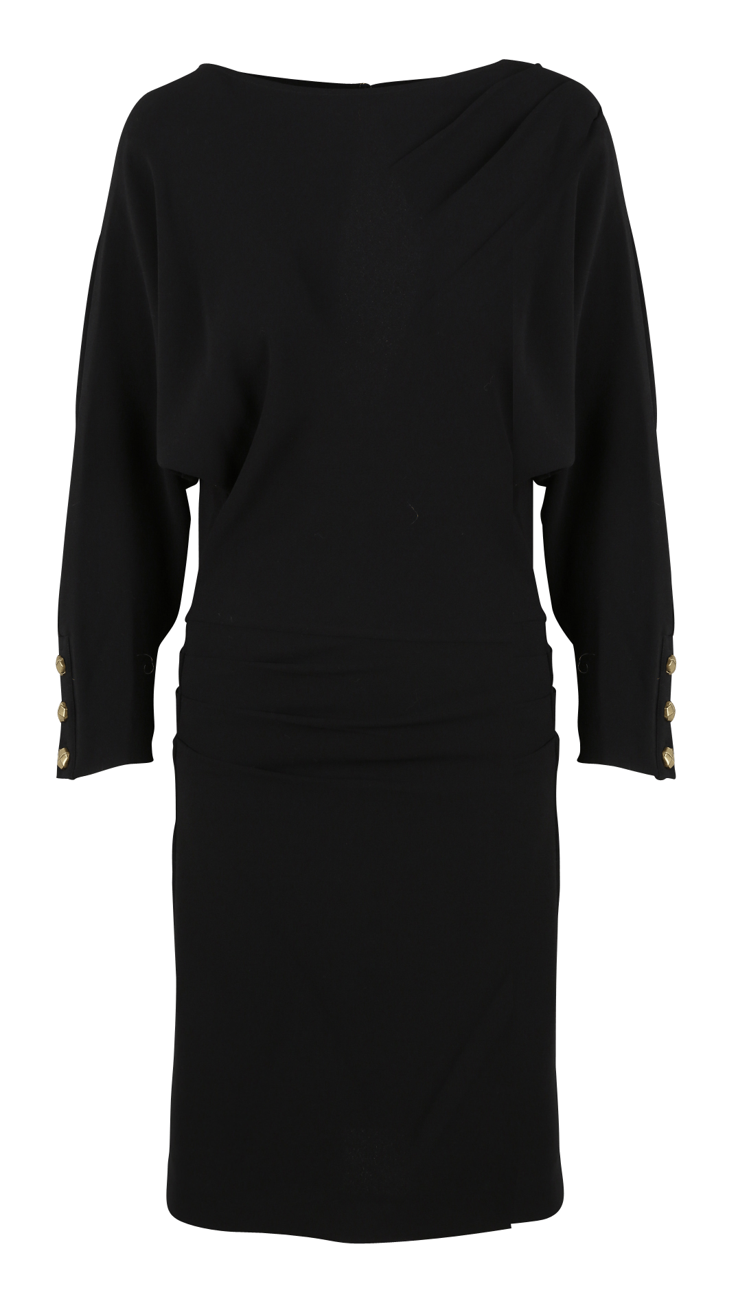 black boat neck midi dress