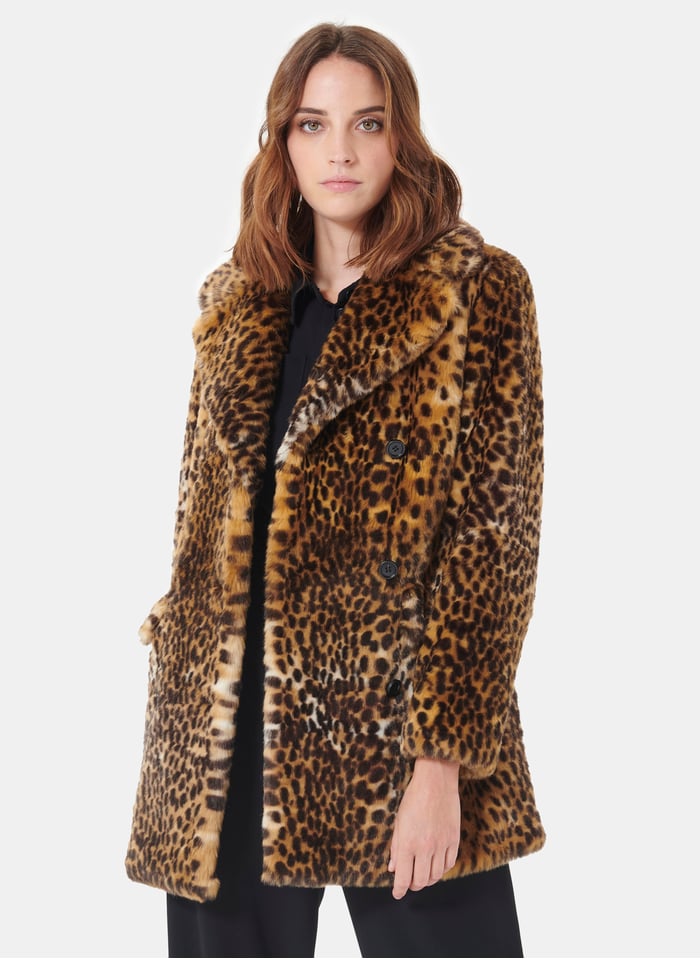 Leopard Print Faux Fur Coat With Tailored Collar Noisette Tara Jarmon Women Place Des Tendances Leopard Print Faux Fur Coat With Tailored Collar Noisette Tara Jarmon Women Place Des Tendances