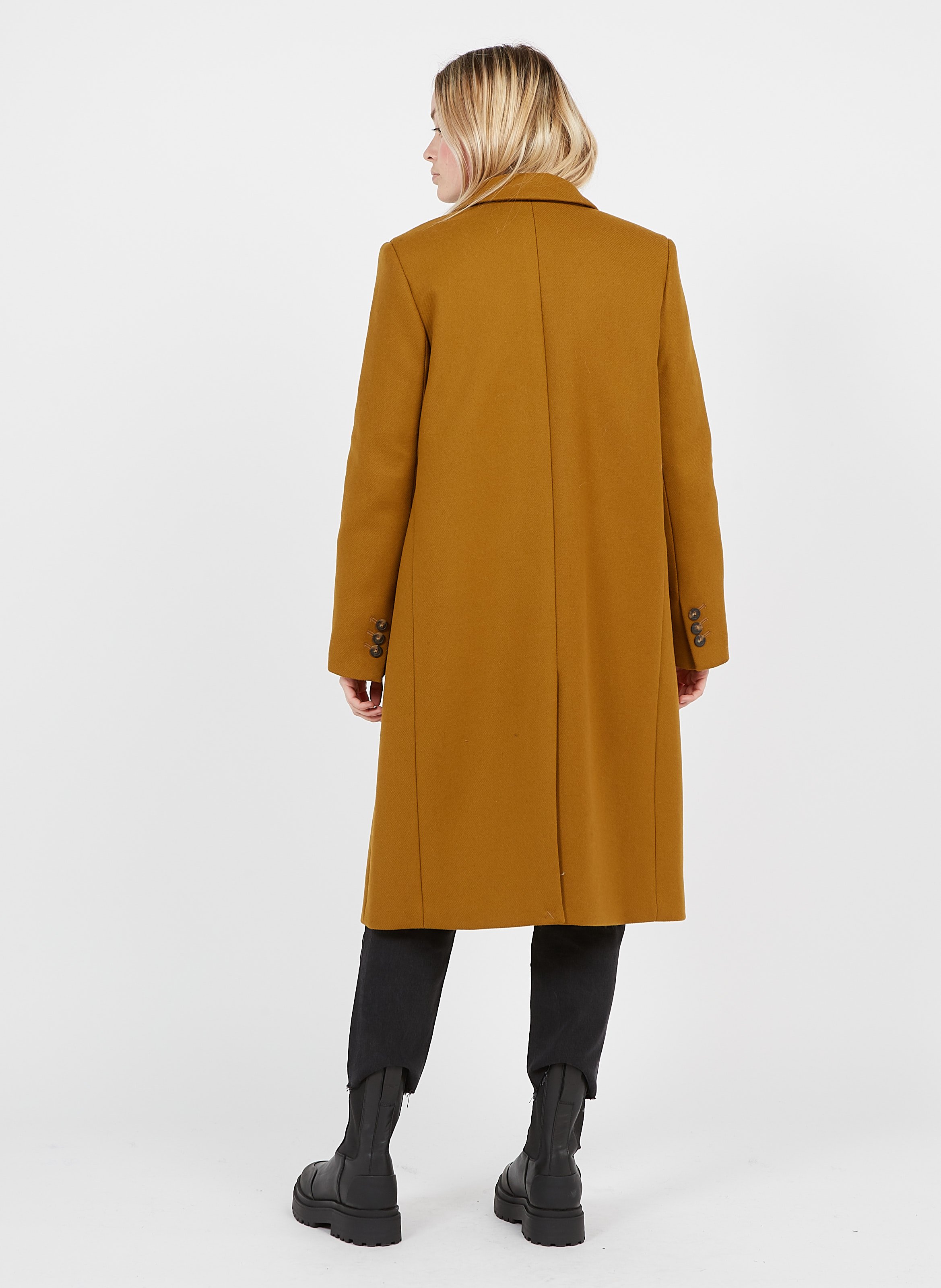 collarless longline coat