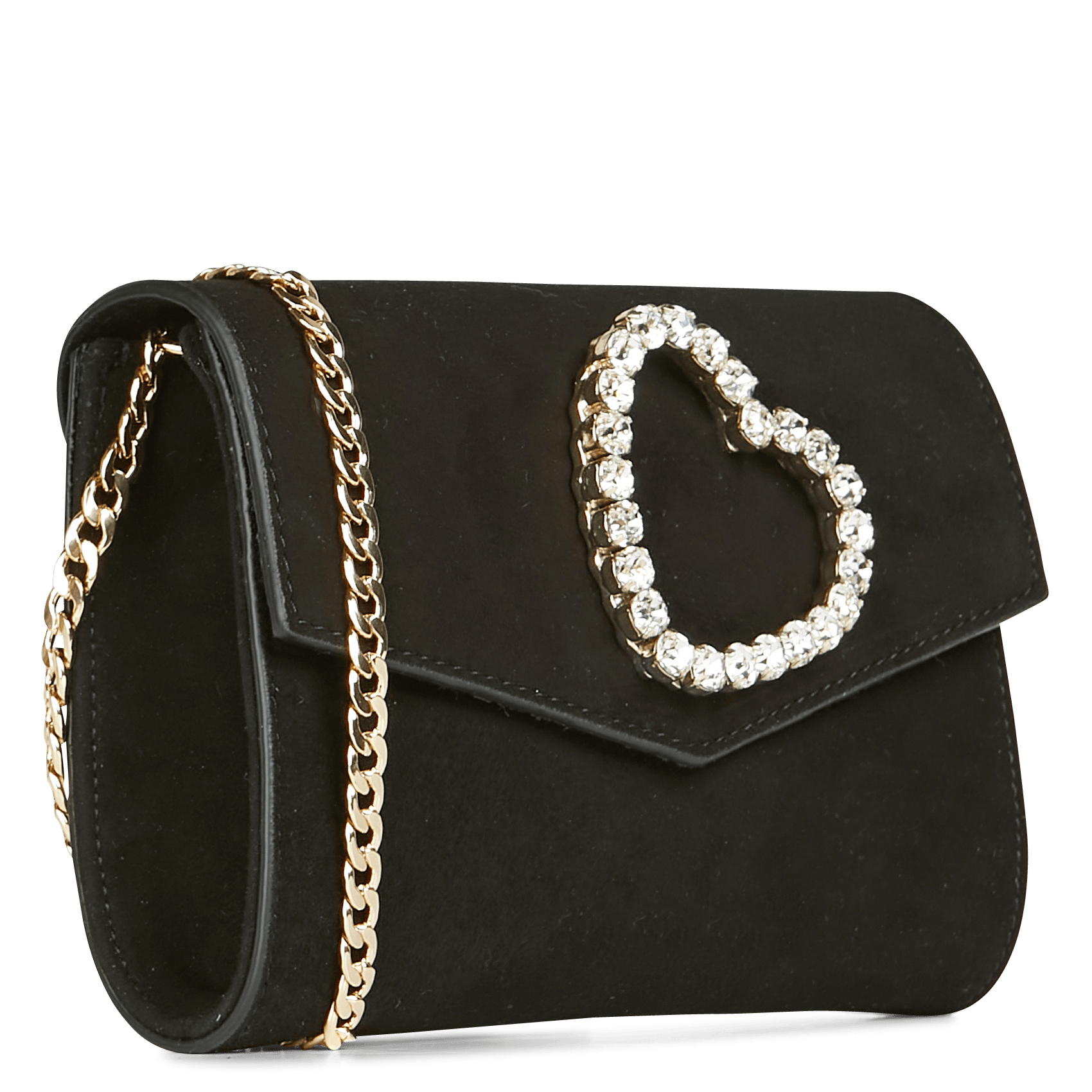 black suede evening bag