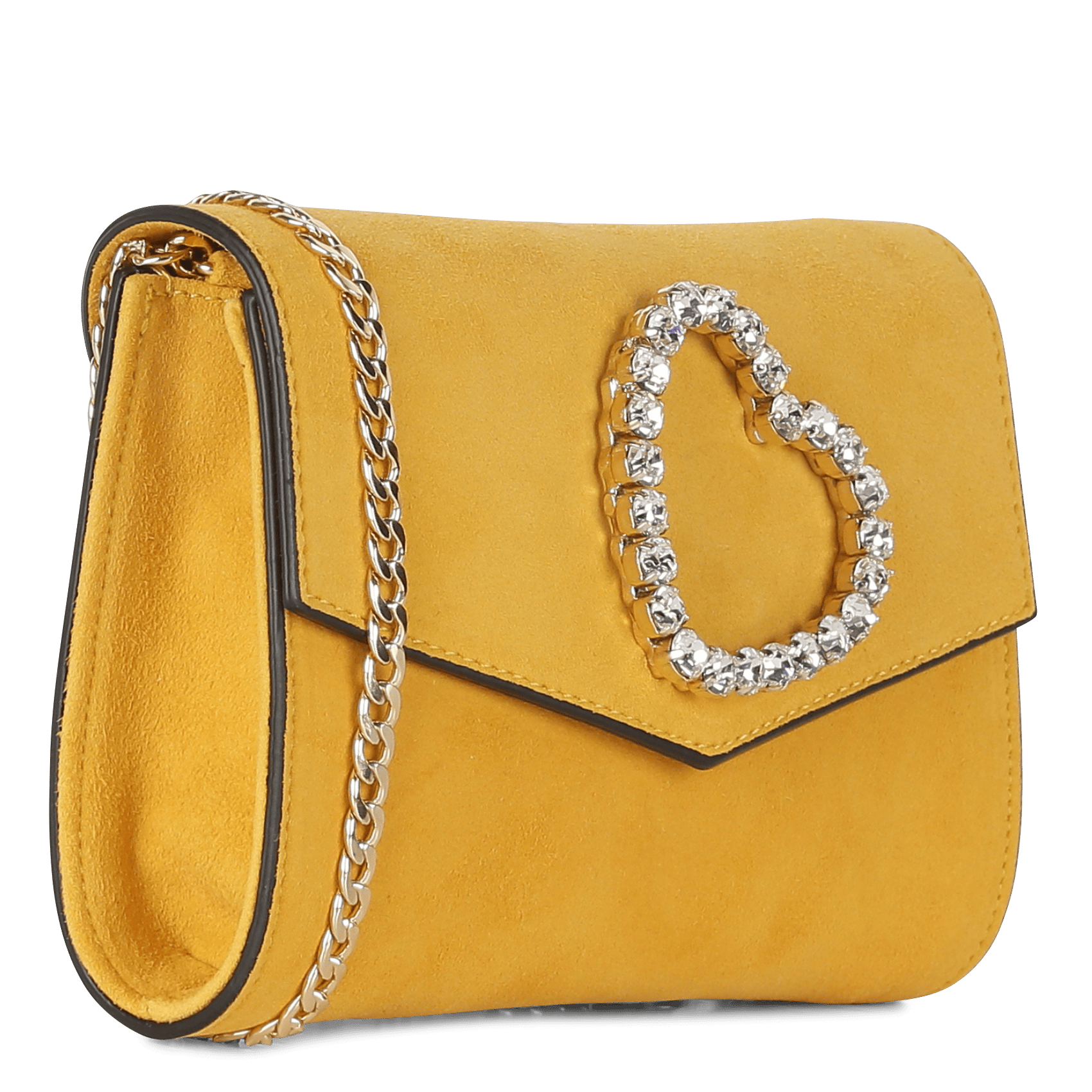 yellow suede clutch