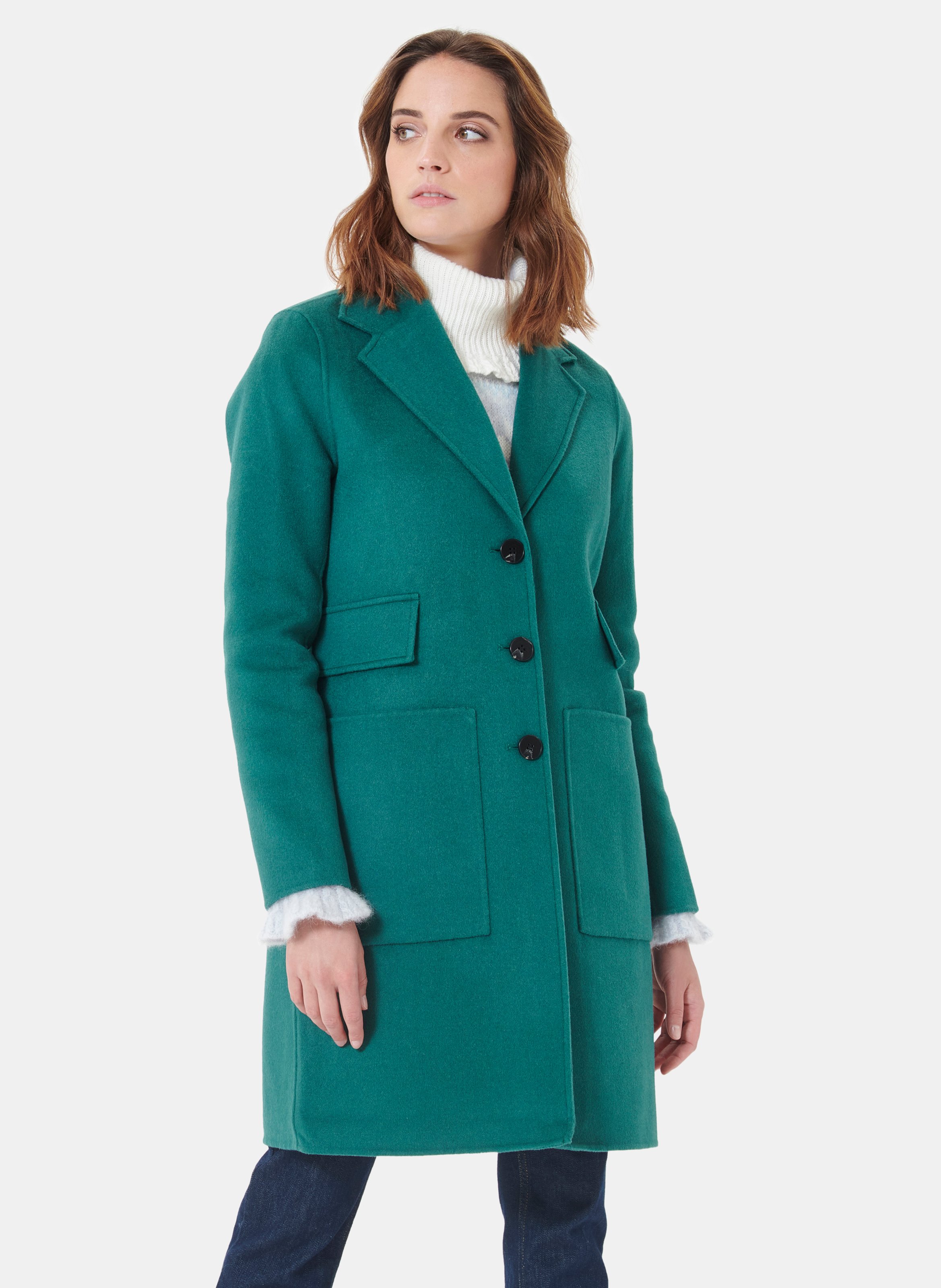 green wool blend coat