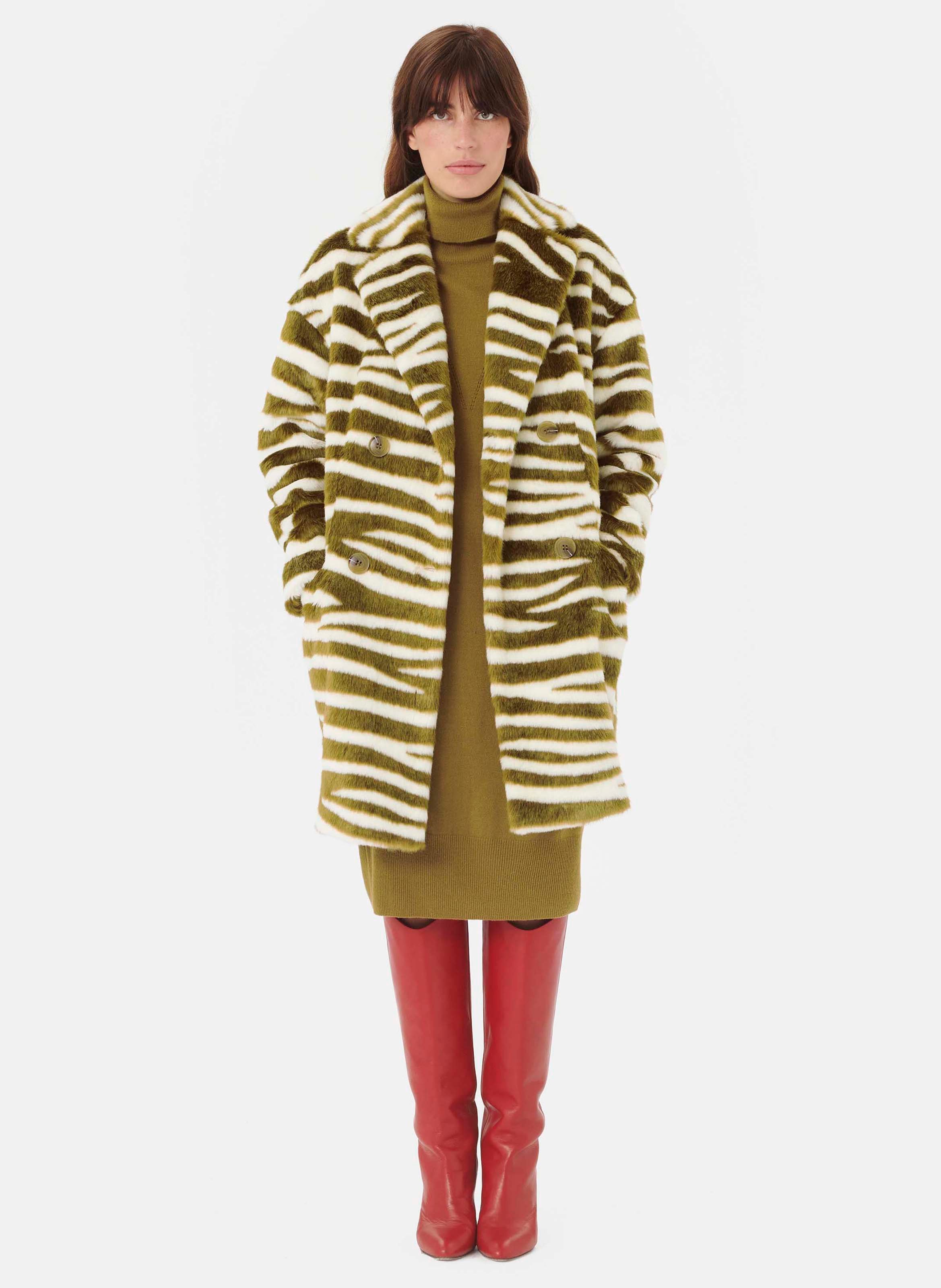 zebra fur coat