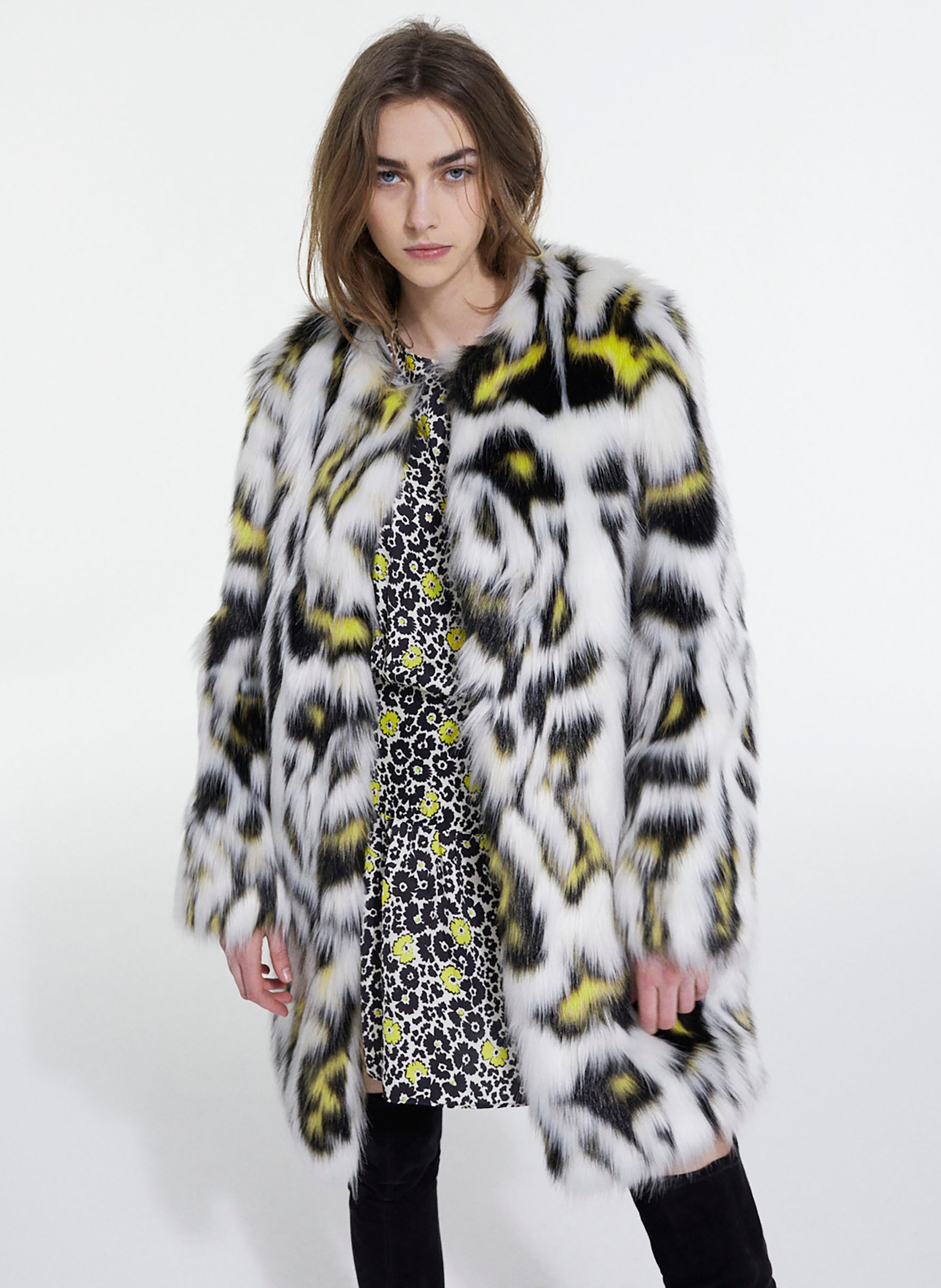 Printed Faux-fur Coat Whi01 The Kooples 