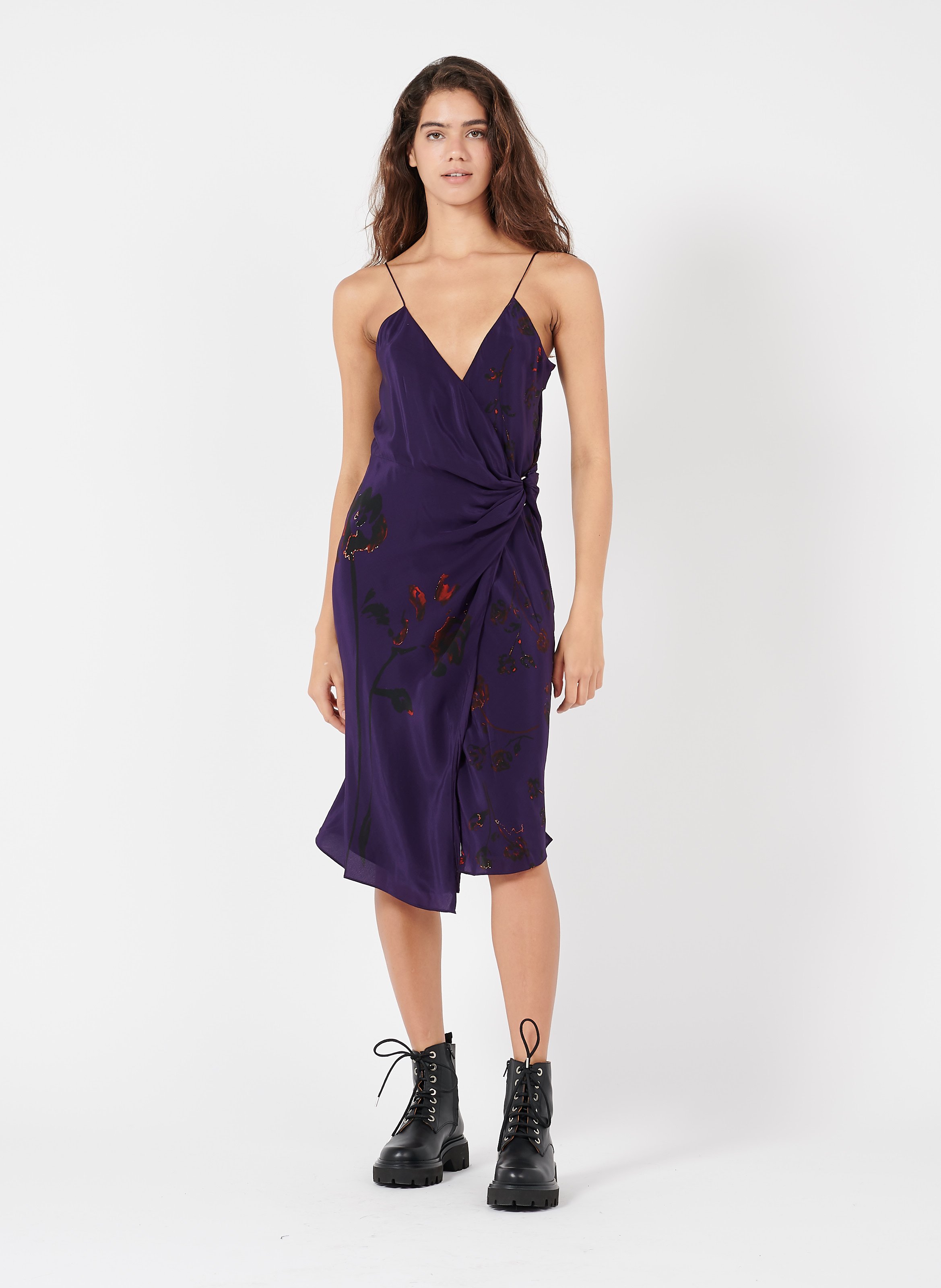 fuschia silk dress