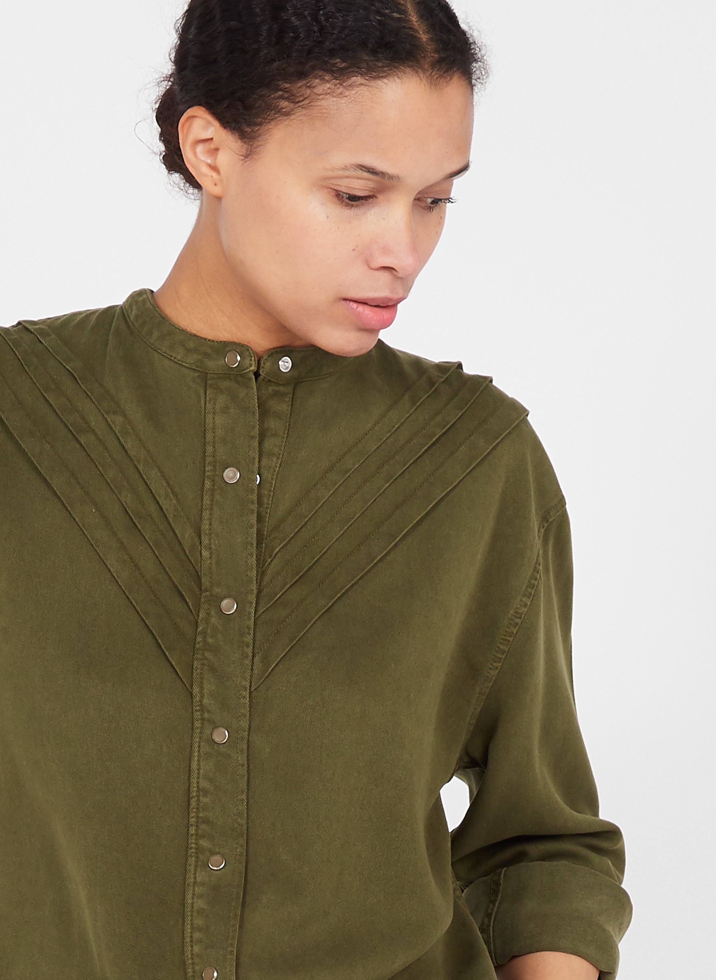 Sale Round-neck Lyocell Shirt With 