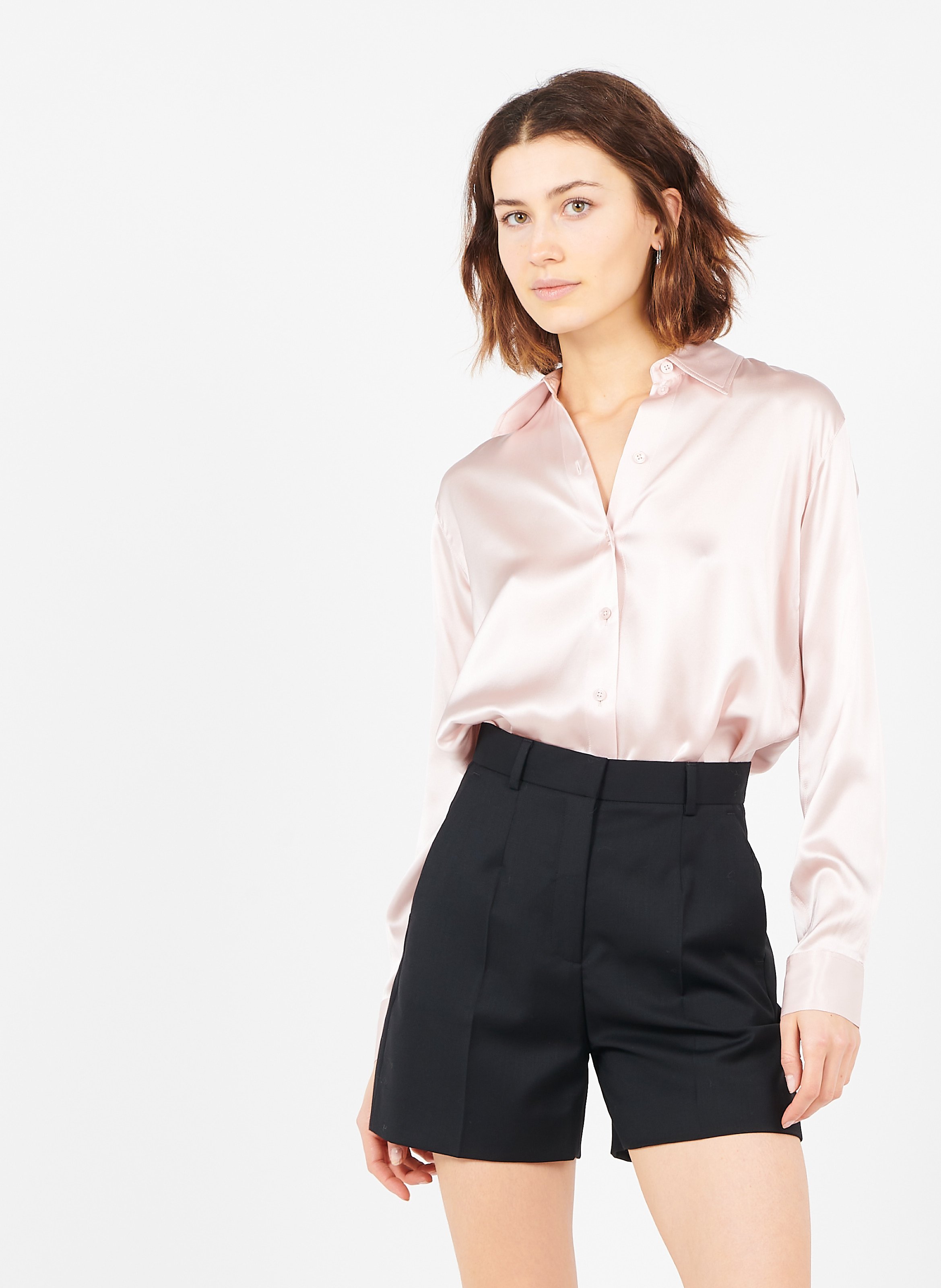 pale pink satin blouse