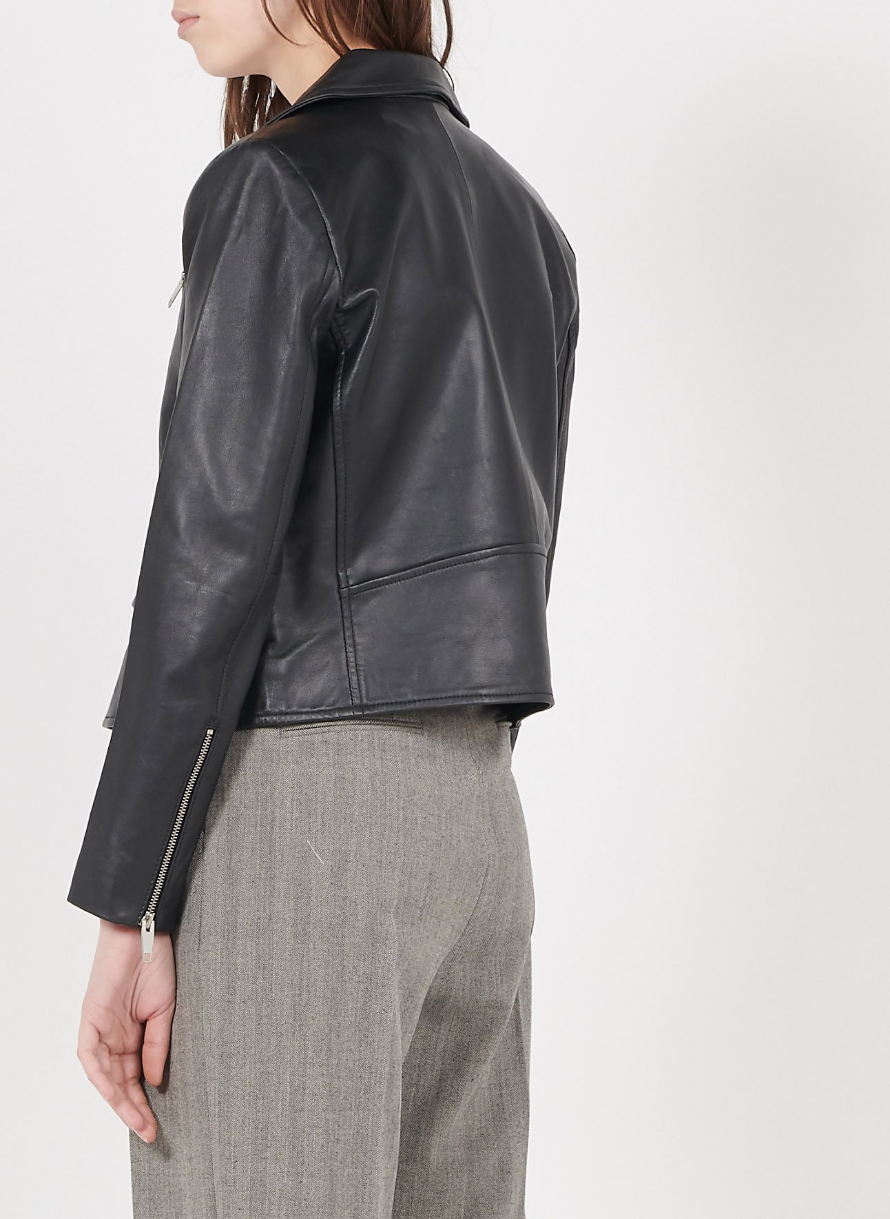 zip front leather jacket
