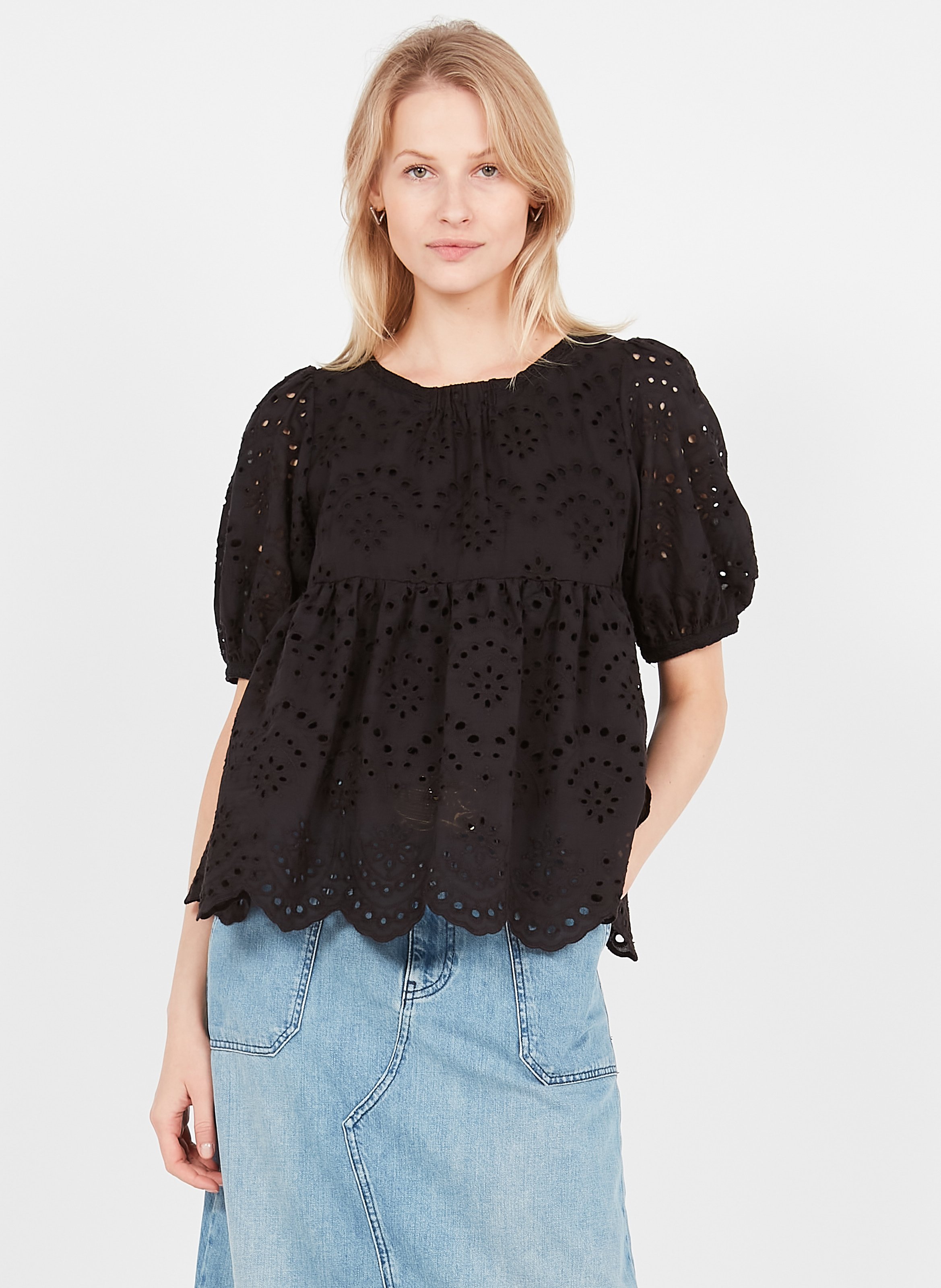 Sale Cotton Broderie Anglaise Top With 