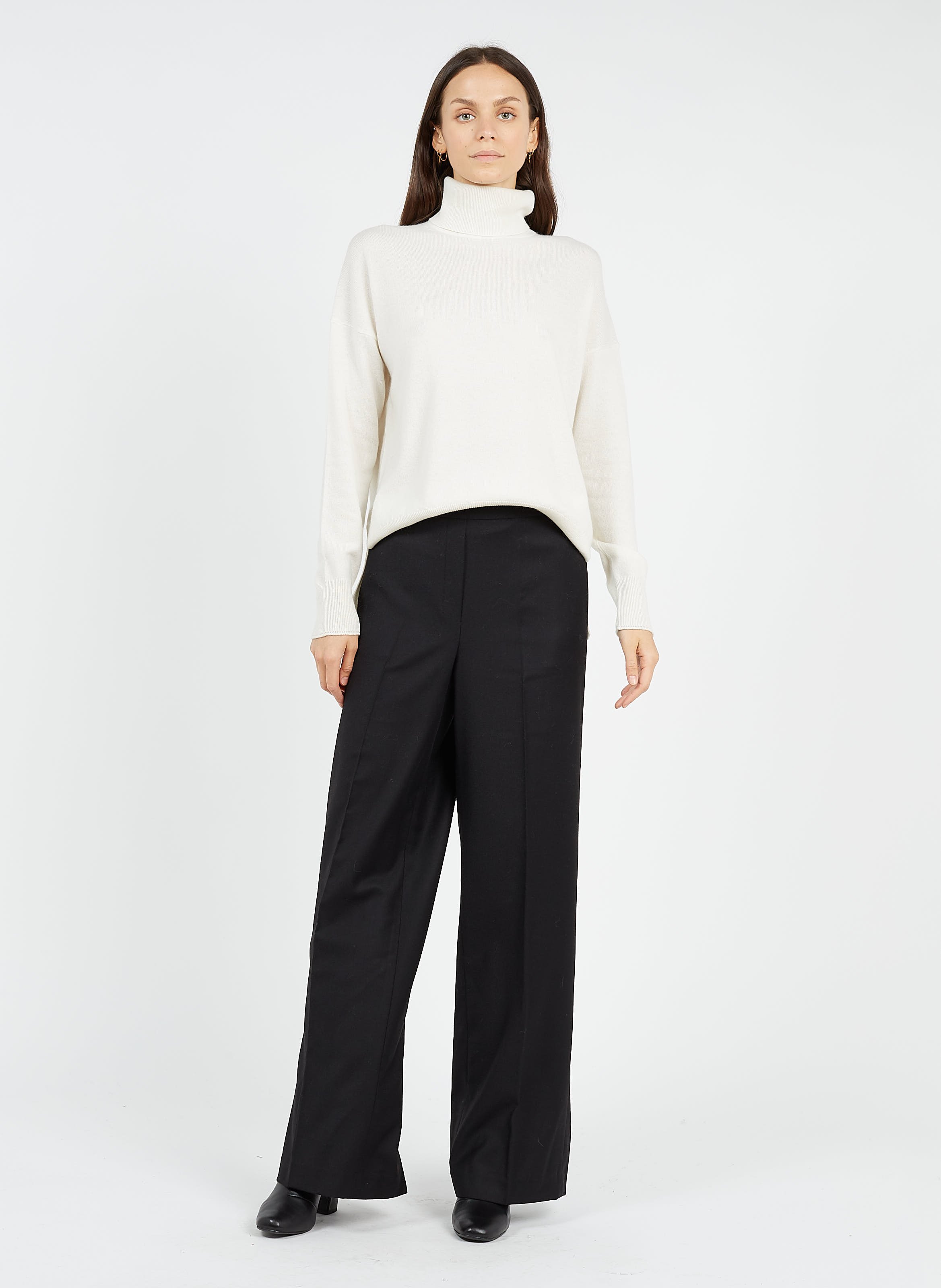 High-waisted Wide-leg Virgin Wool Pants 