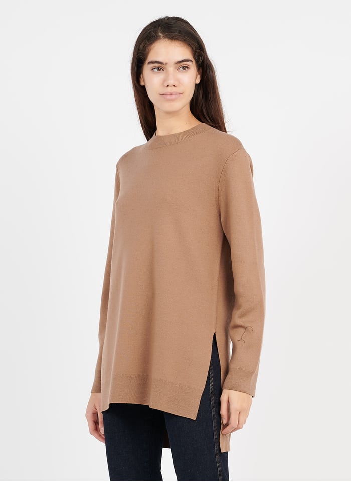 Round Neck Merino Wool Blend Sweater Light Camel Theory Women Place Des Tendances Round Neck Merino Wool Blend Sweater Light Camel Theory Women Place Des Tendances