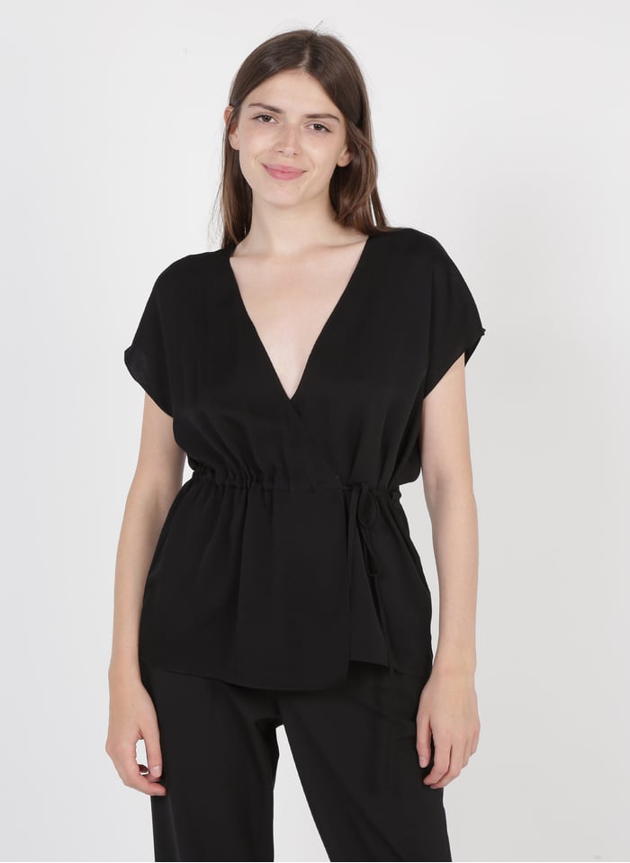 V Neck Silk Wrap Top Black Theory Women Place Des Tendances V Neck Silk Wrap Top Black Theory Women Place Des Tendances