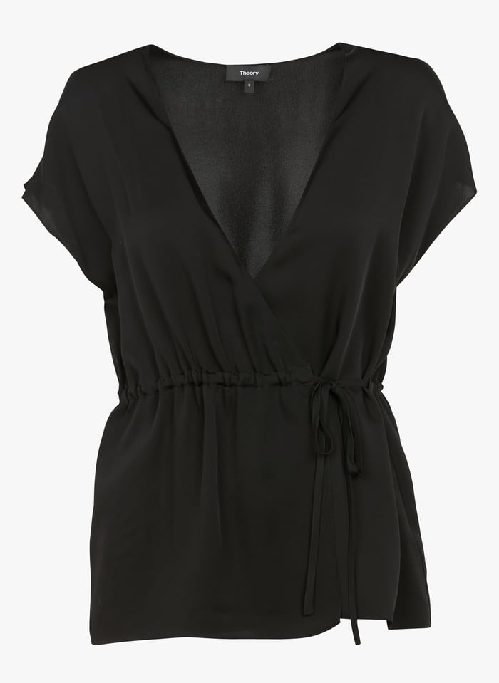 V Neck Silk Wrap Top Black Theory Women Place Des Tendances V Neck Silk Wrap Top Black Theory Women Place Des Tendances