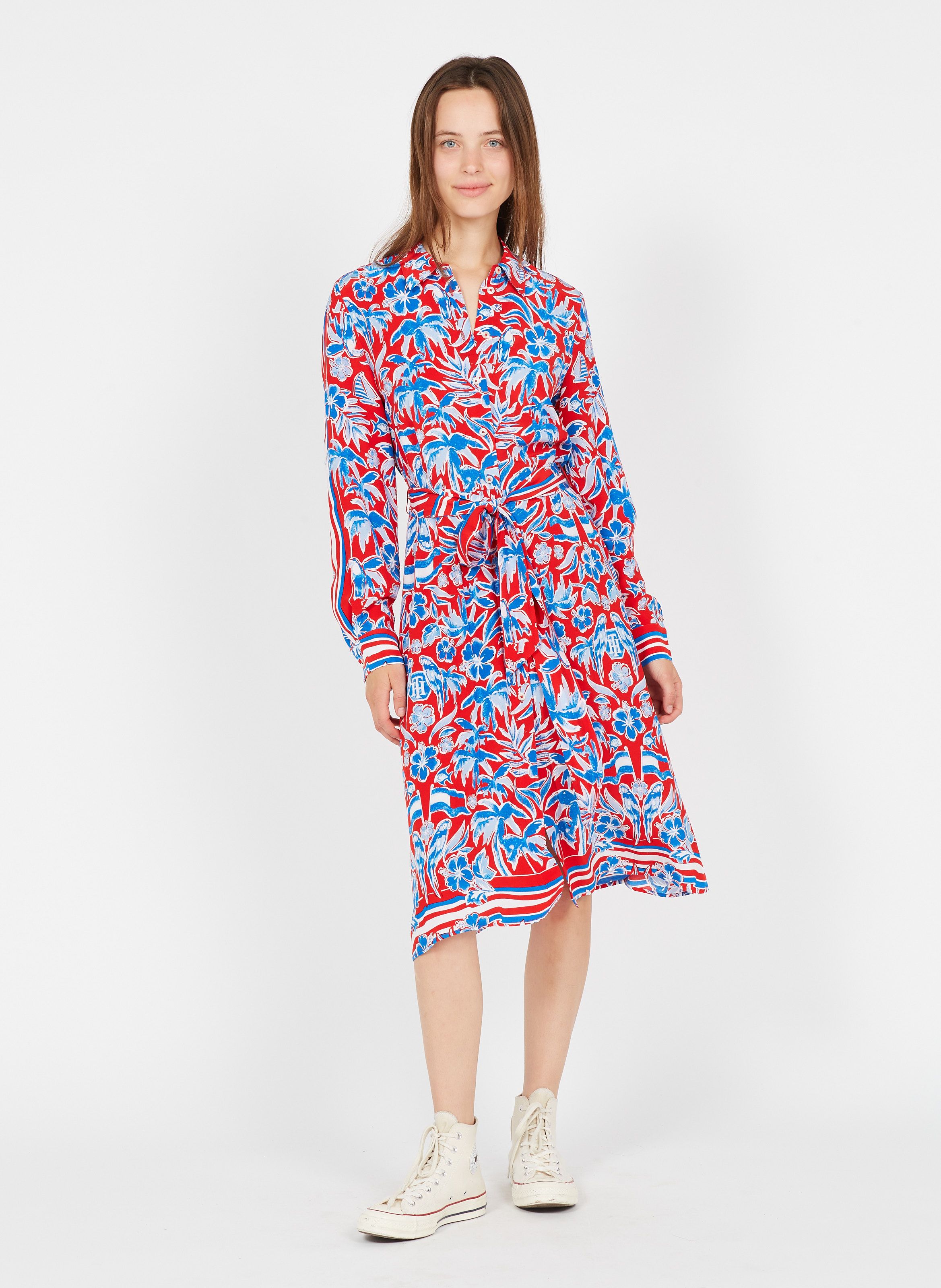 tommy hilfiger floral print midi dress