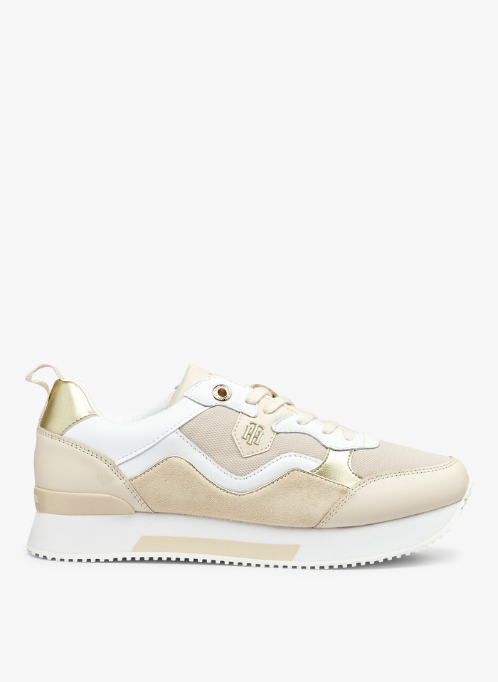 TOMMY HILFIGER Beige Leather low-top sneakers