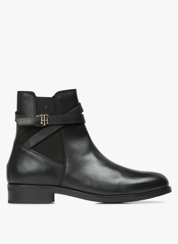 TOMMY HILFIGER Black Leather mid-calf boots