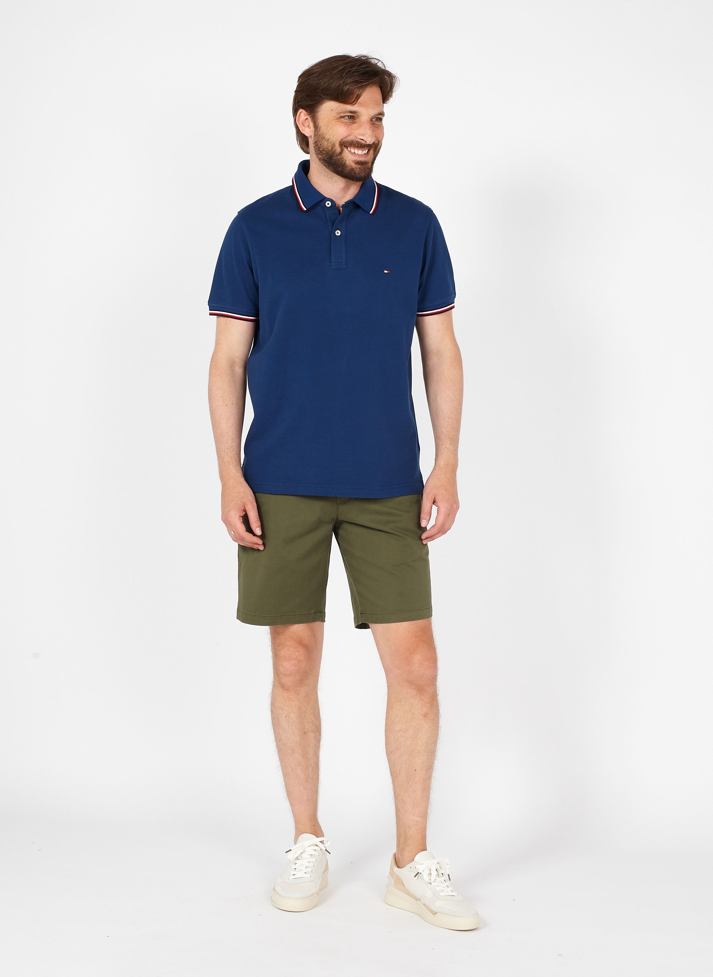 chino shorts and polo shirt