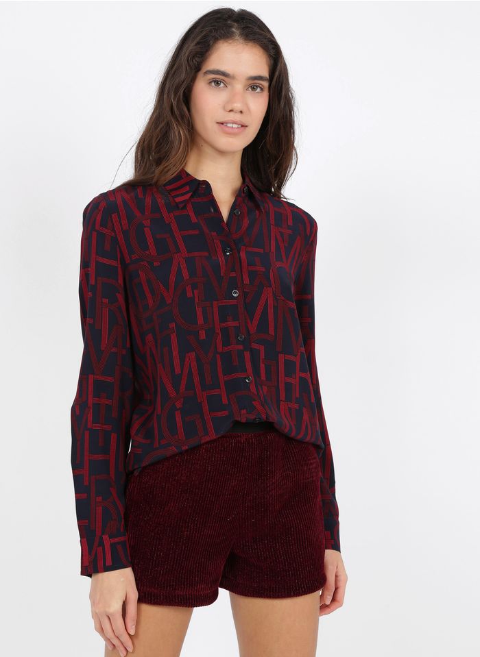 TOMMY HILFIGER Red Printed shirt with classic collar