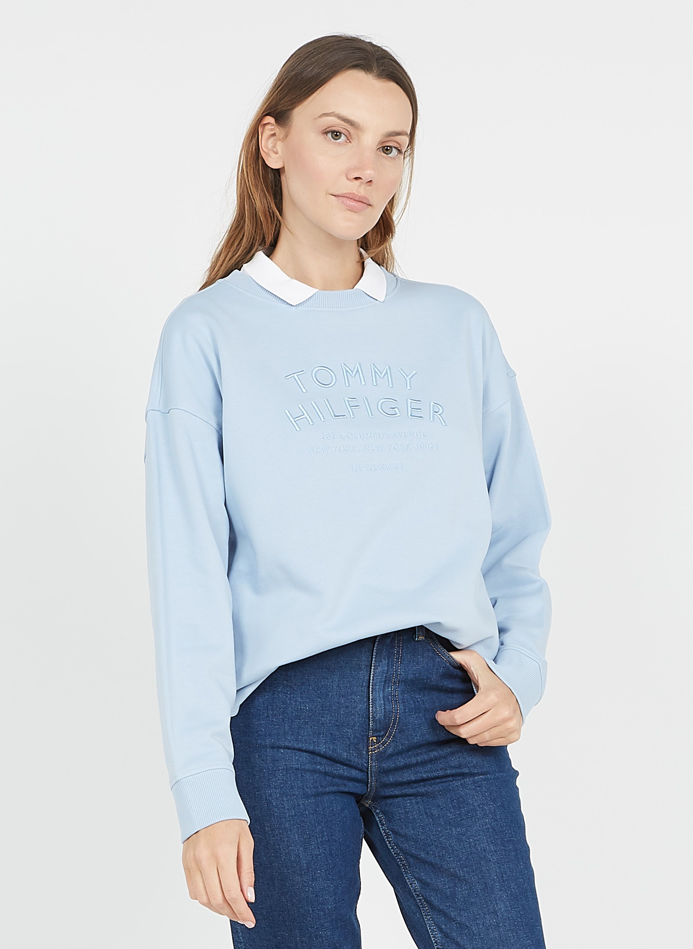 tommy hilfiger blue sweatshirt womens