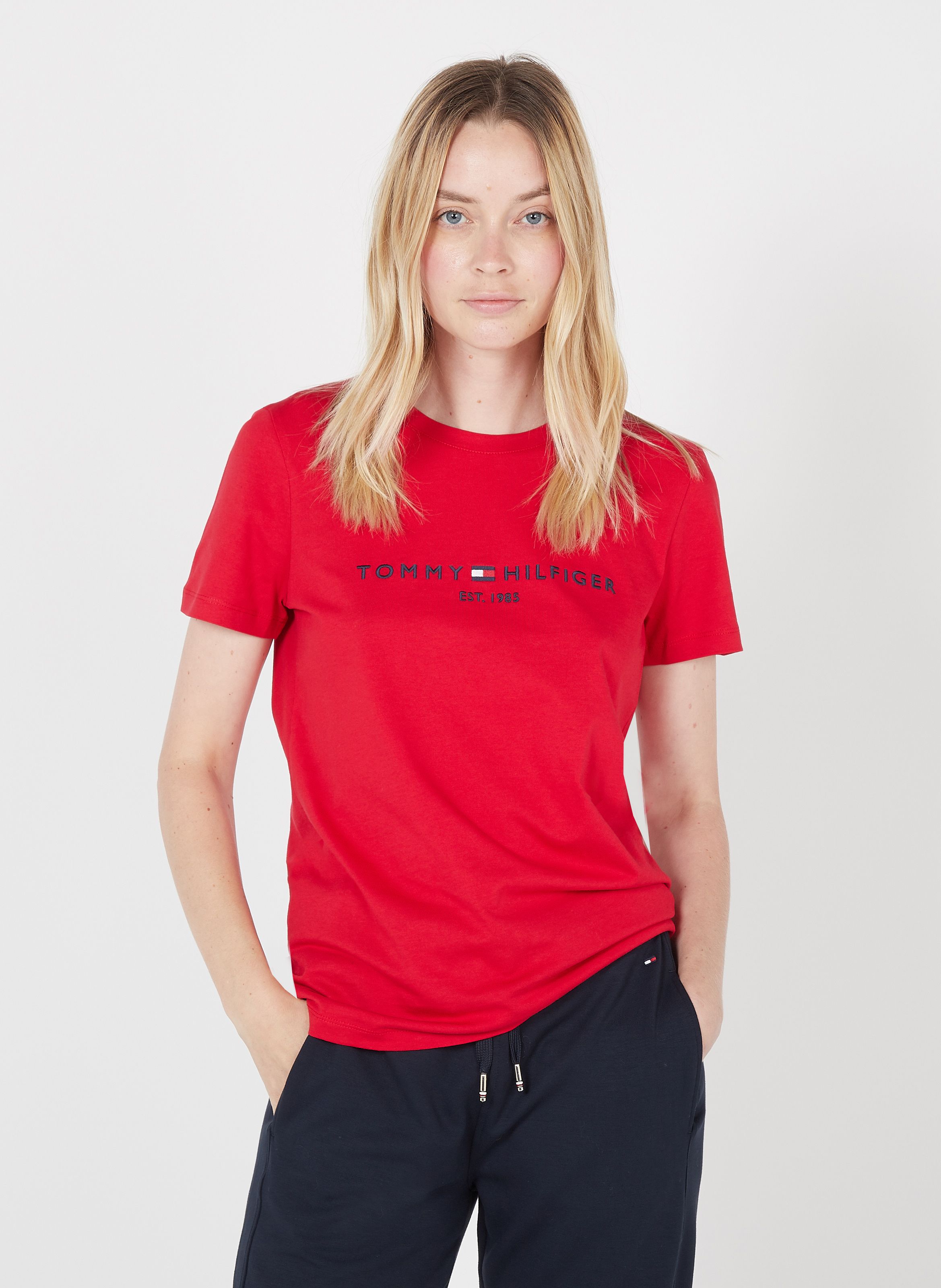 red tommy hilfiger shirt womens