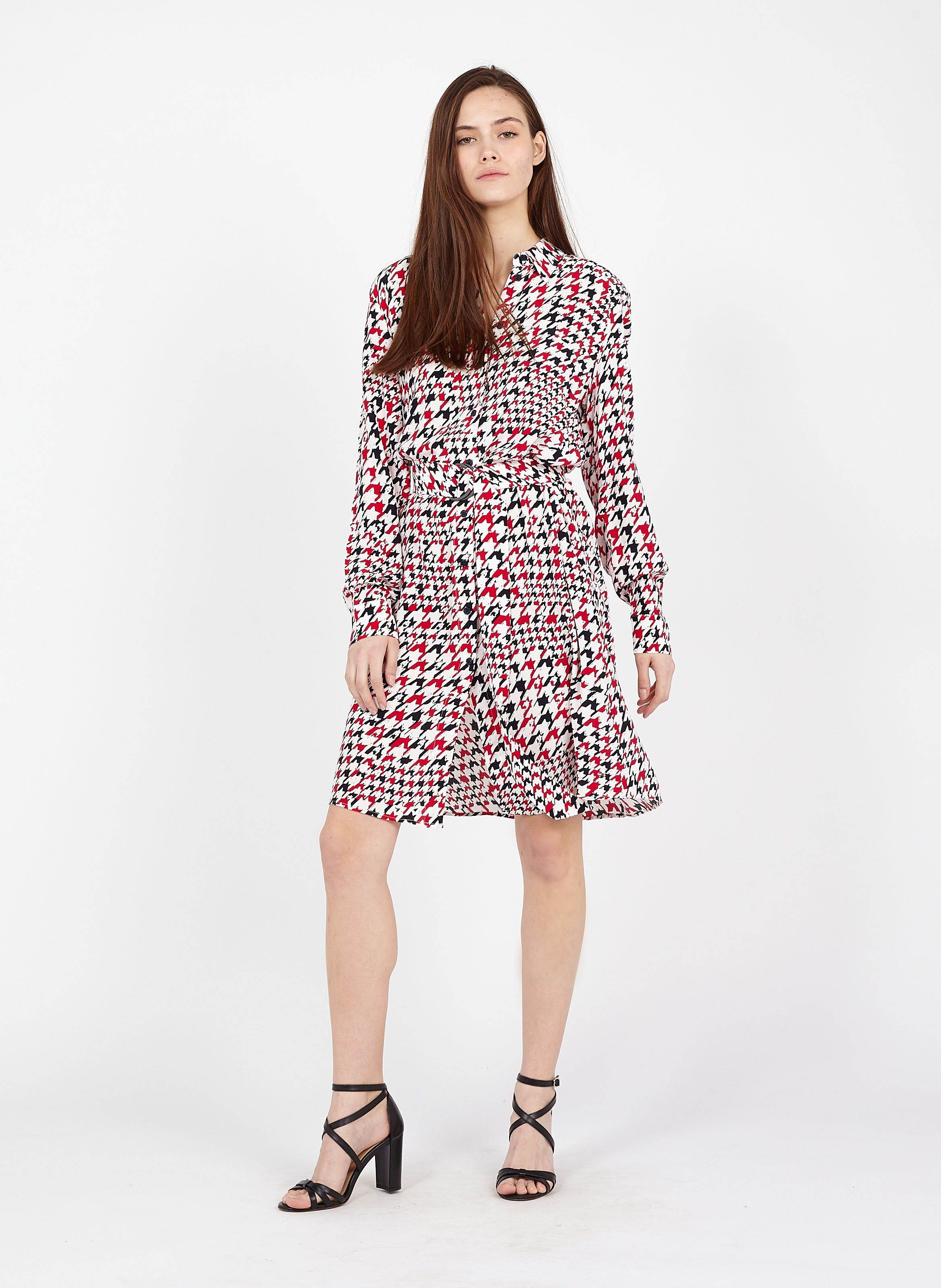 tommy red ruffle leopard dress