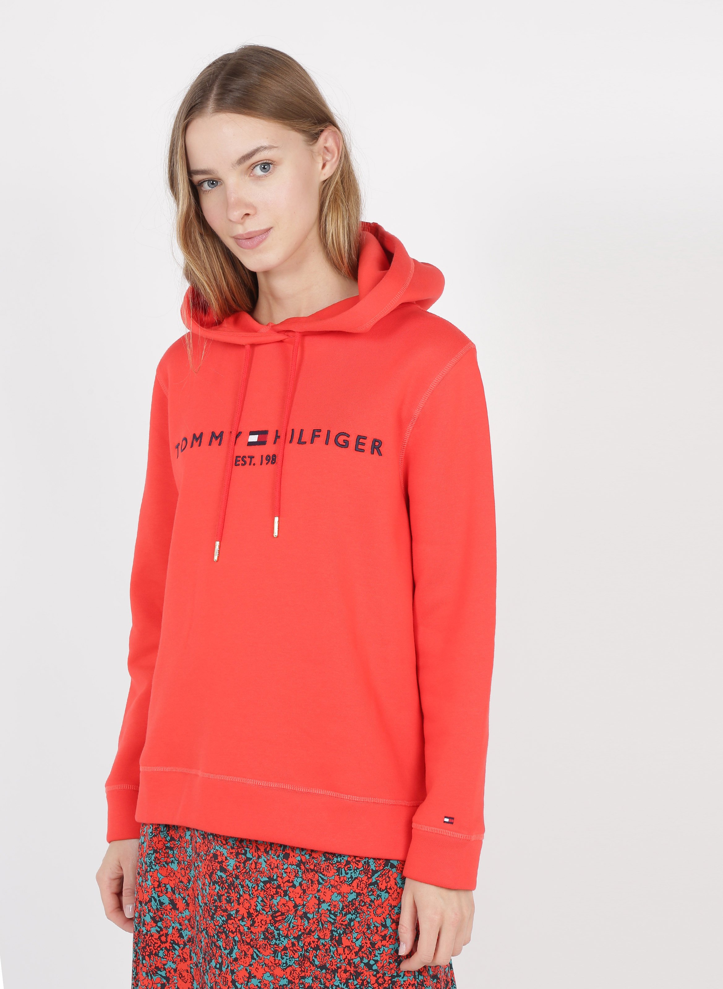 tommy hoodie orange