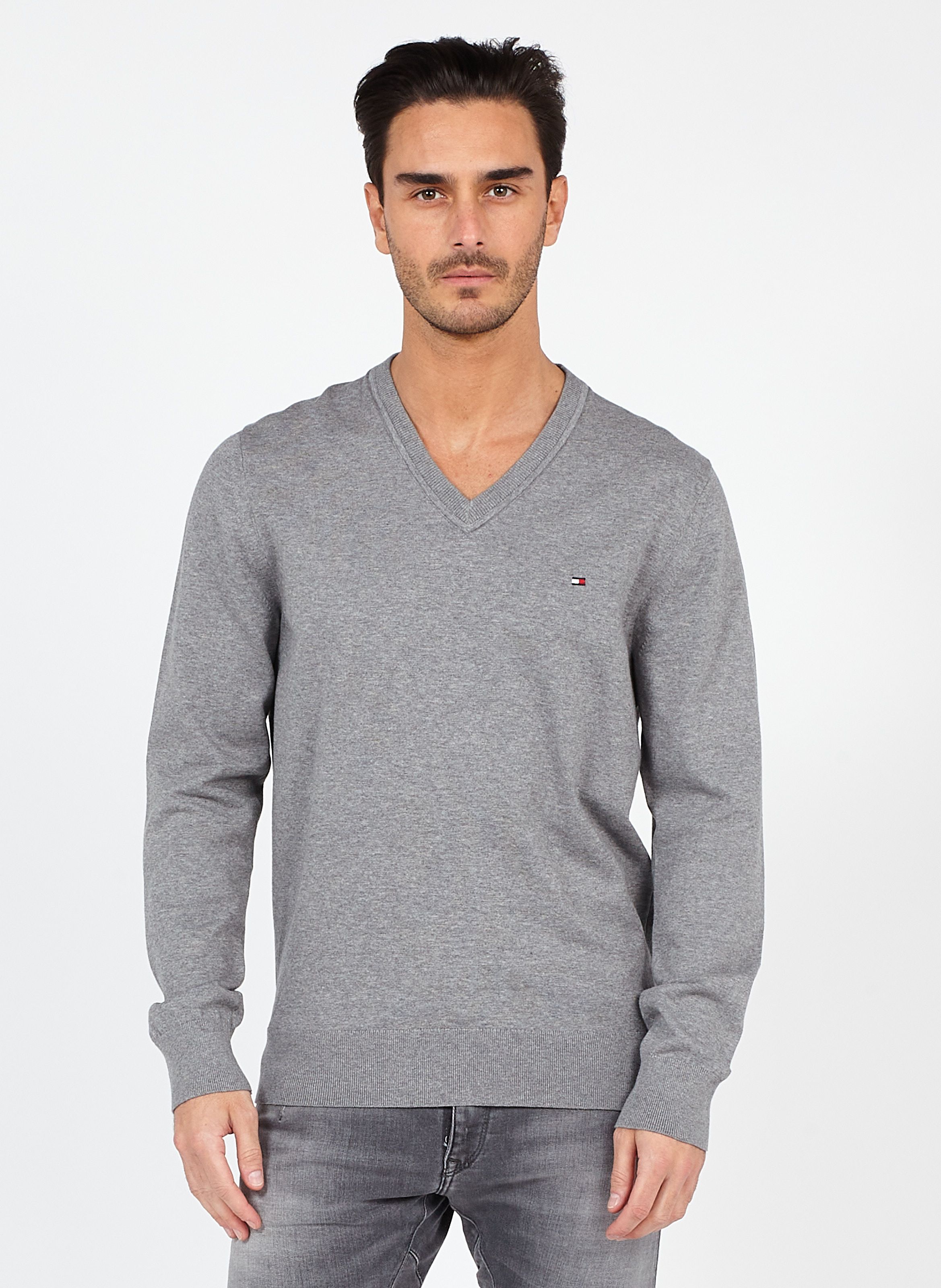 Tommy Hilfiger Organic Cotton Blend V Neck Sweater Homme