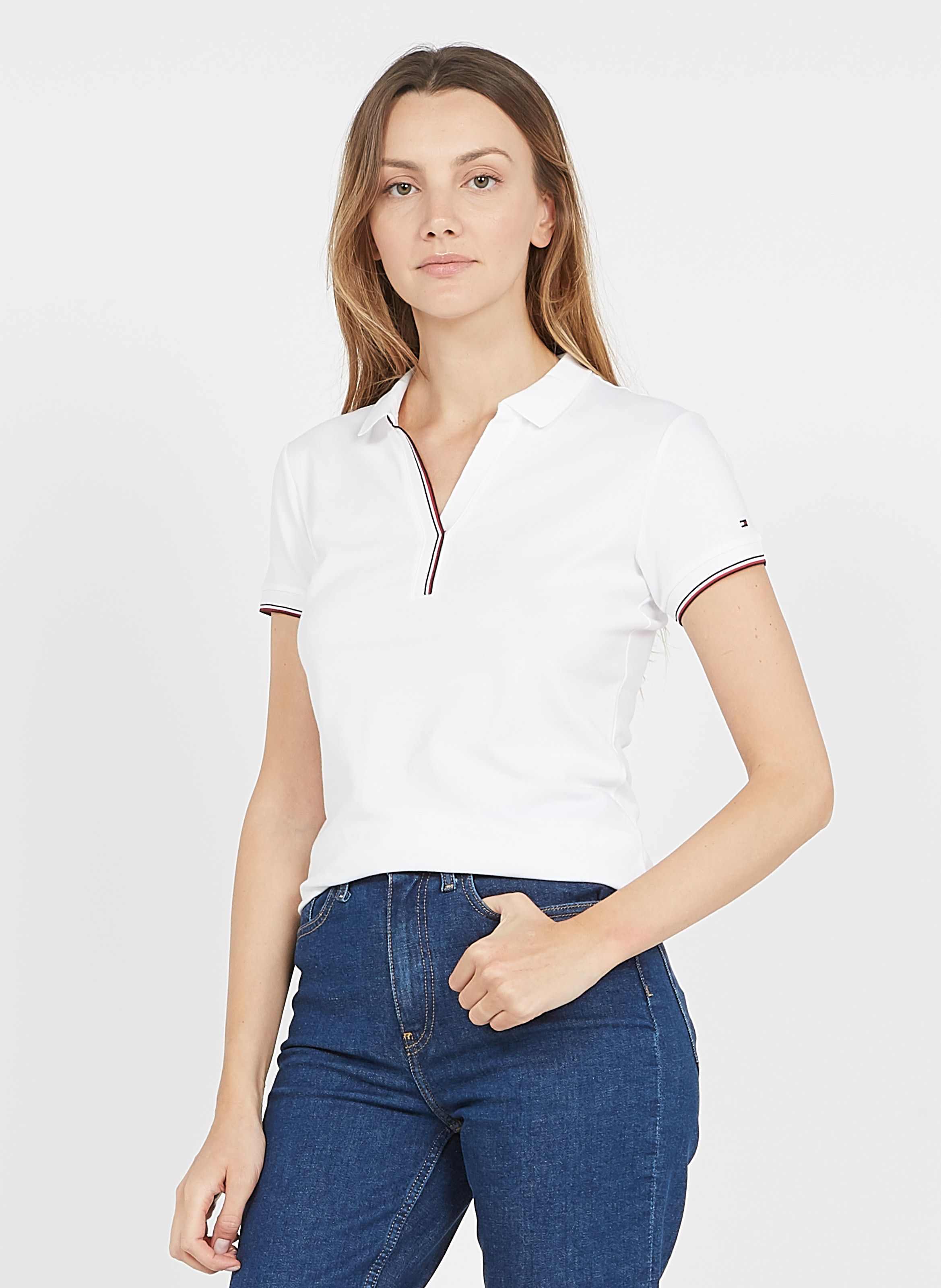 white polo v neck womens