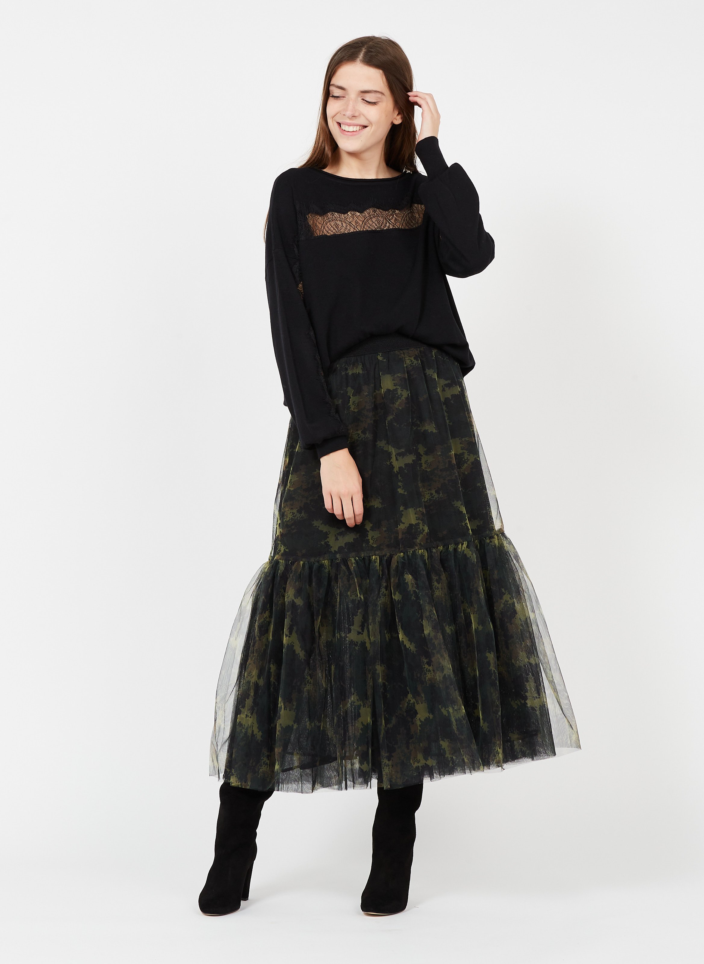 camouflage skirt long