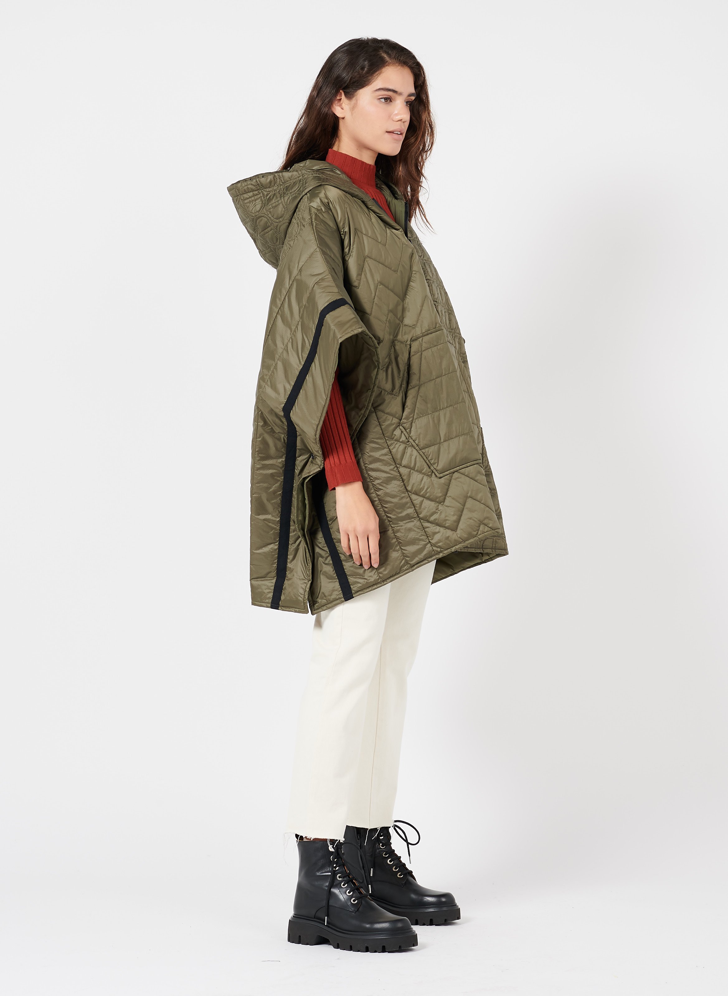 quilted poncho coat