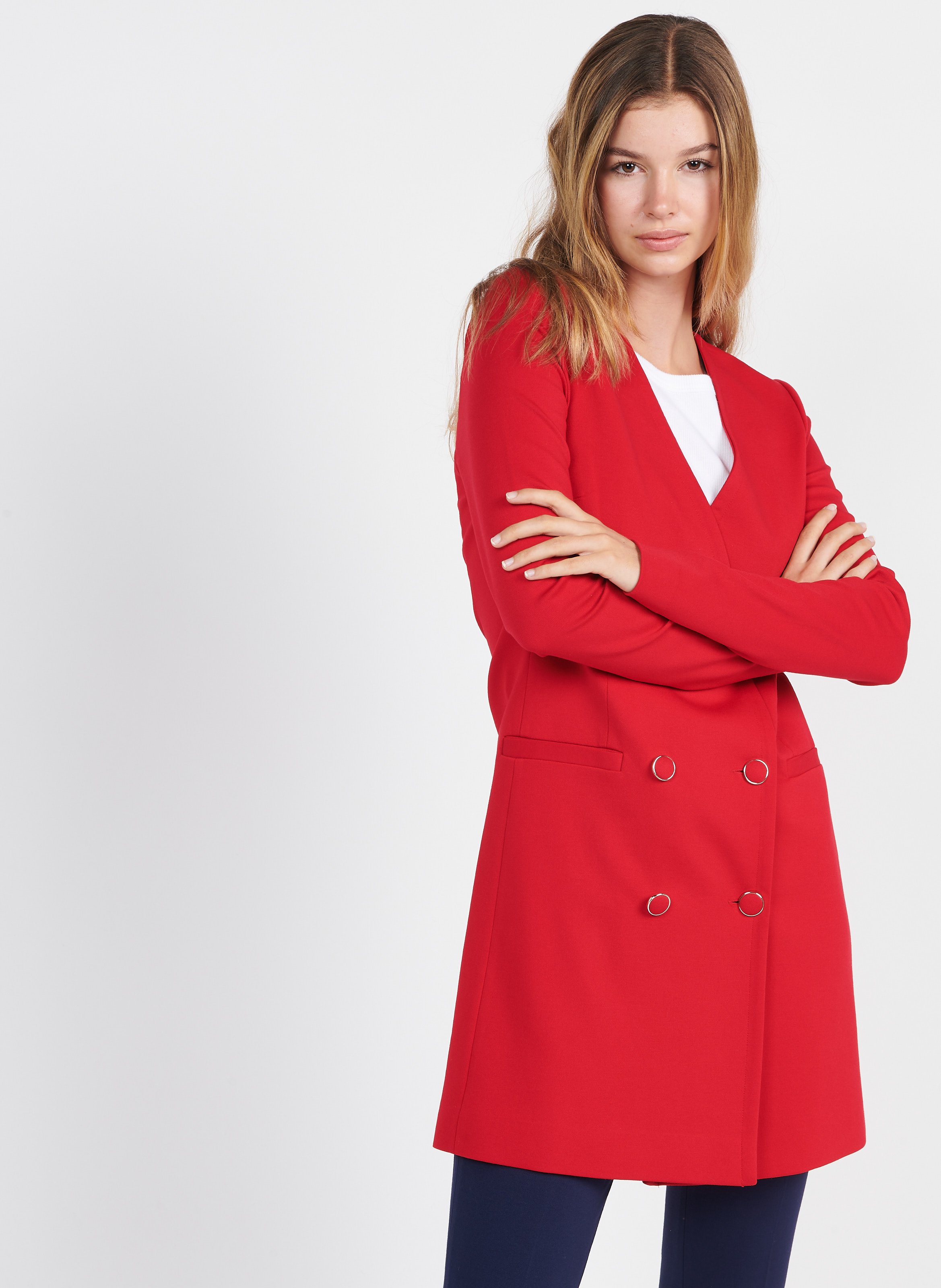 Red Dress with Double Breasted Closure
