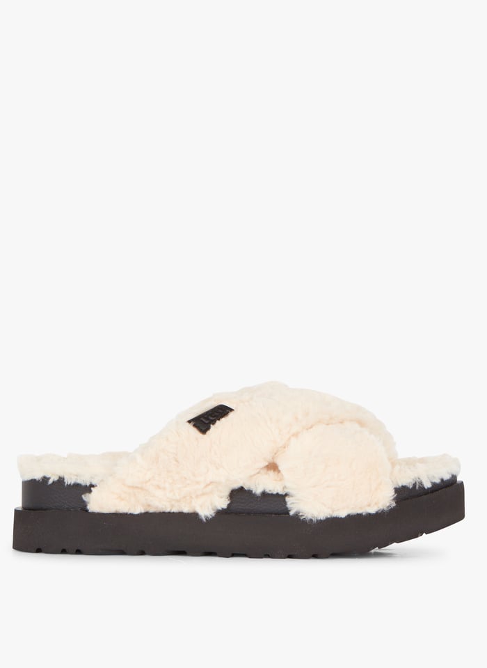 Flat mules with fur sales