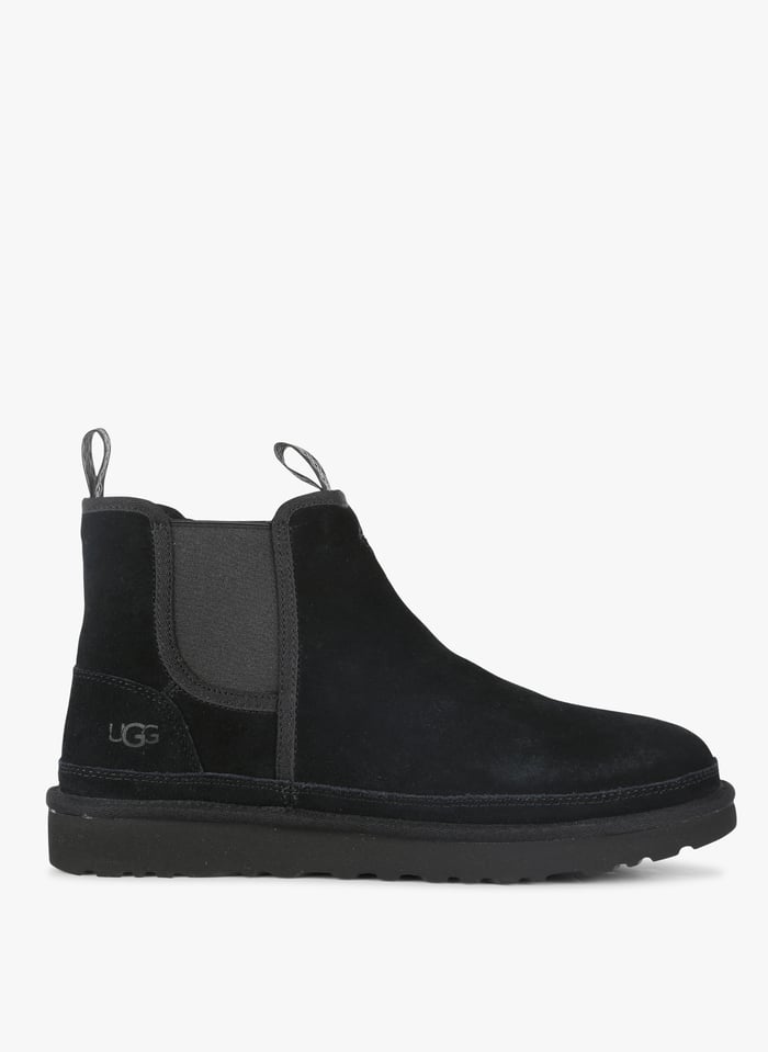 Fur lined Leather Ankle Boots Black Ugg Men Place des Tendances