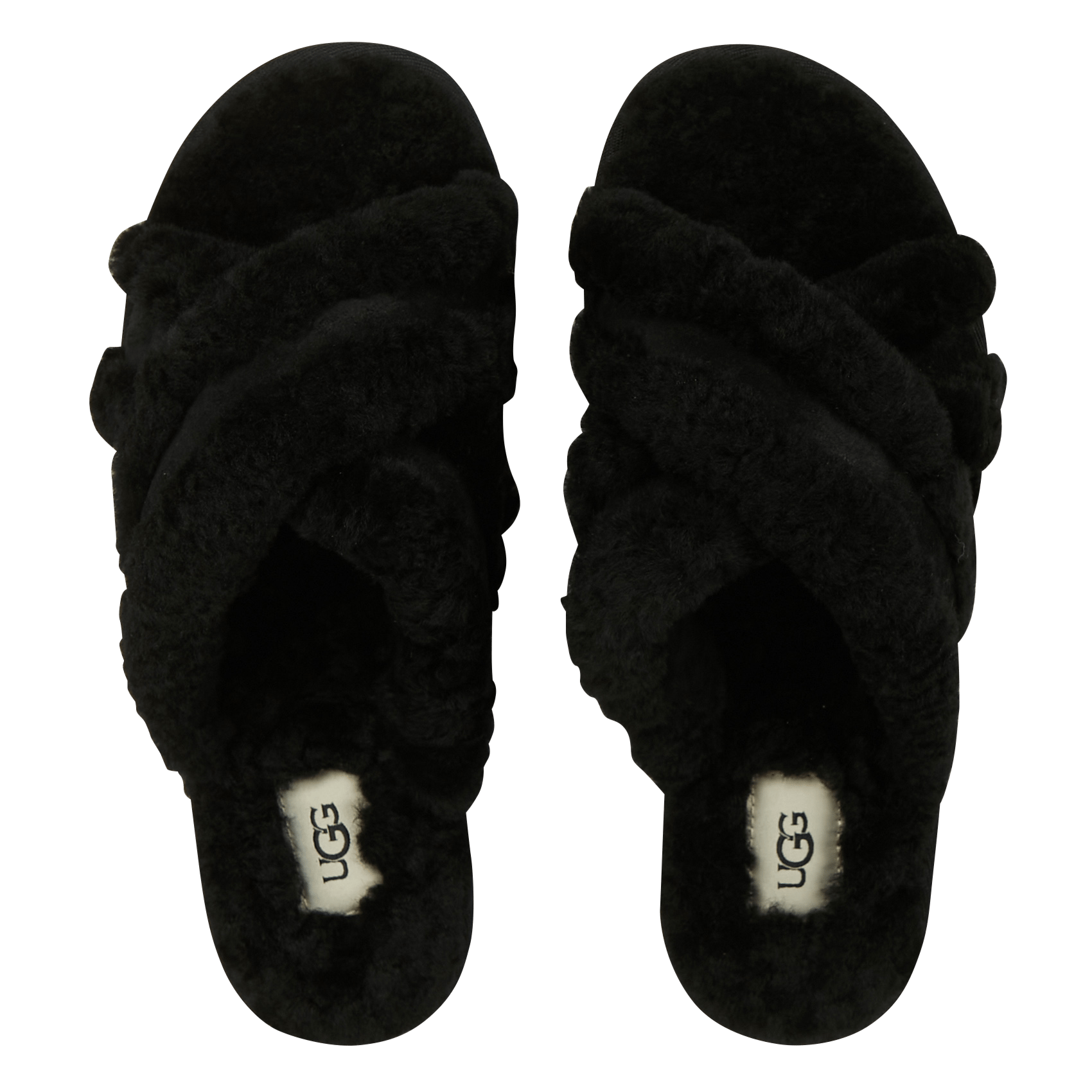 ugg black fuzzy slippers