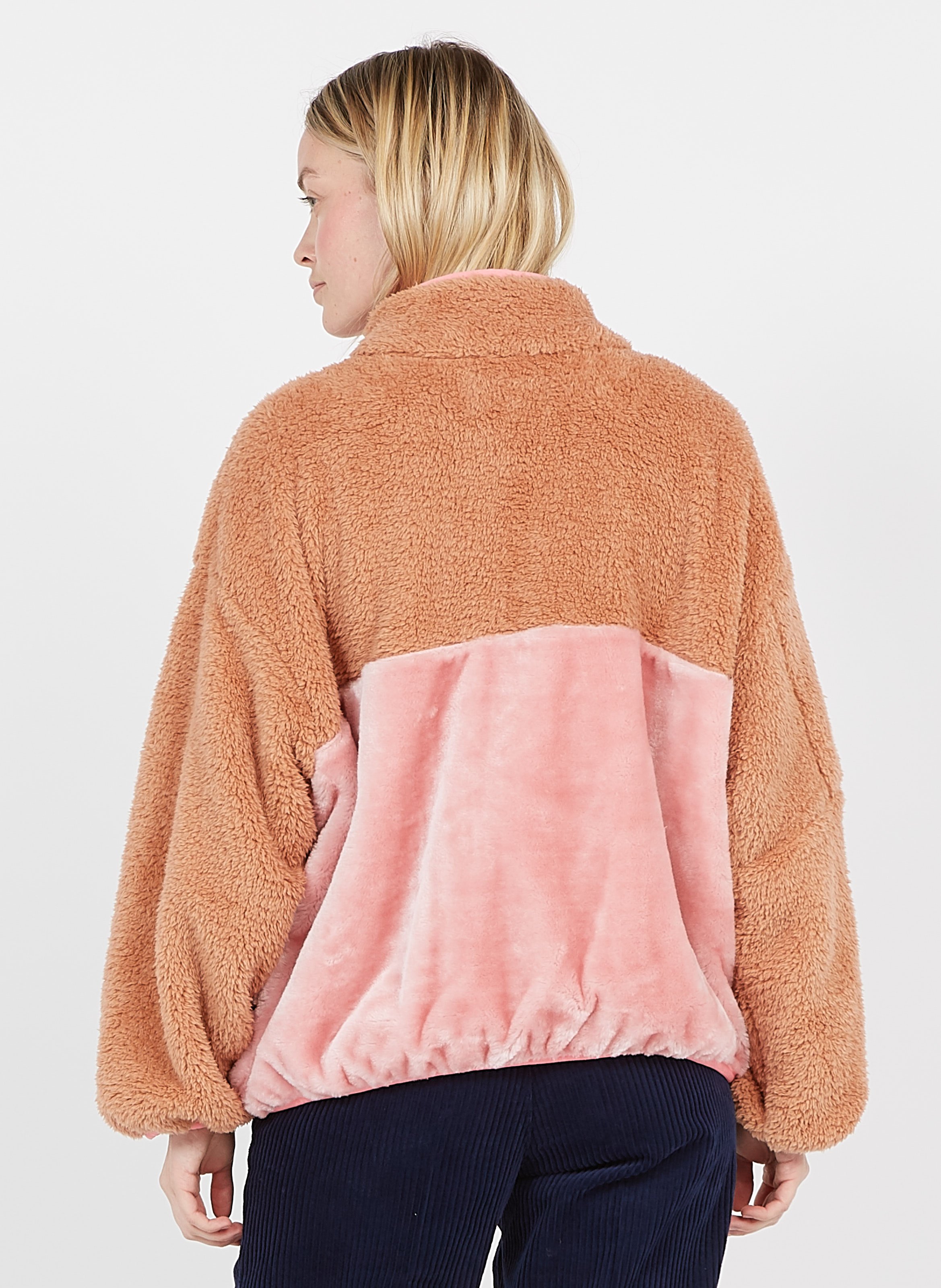 faux shearling jacket pink