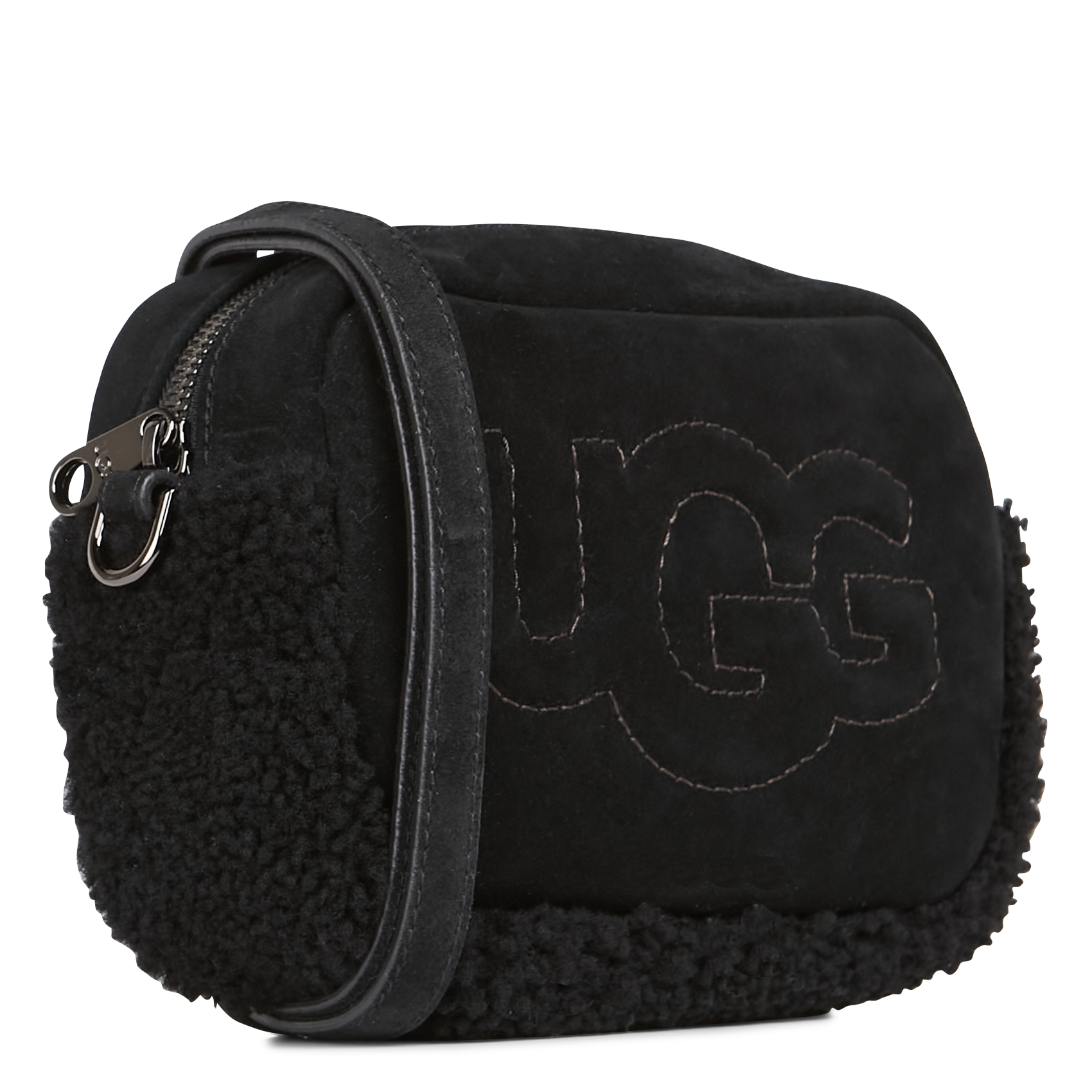black leather uggs with fur