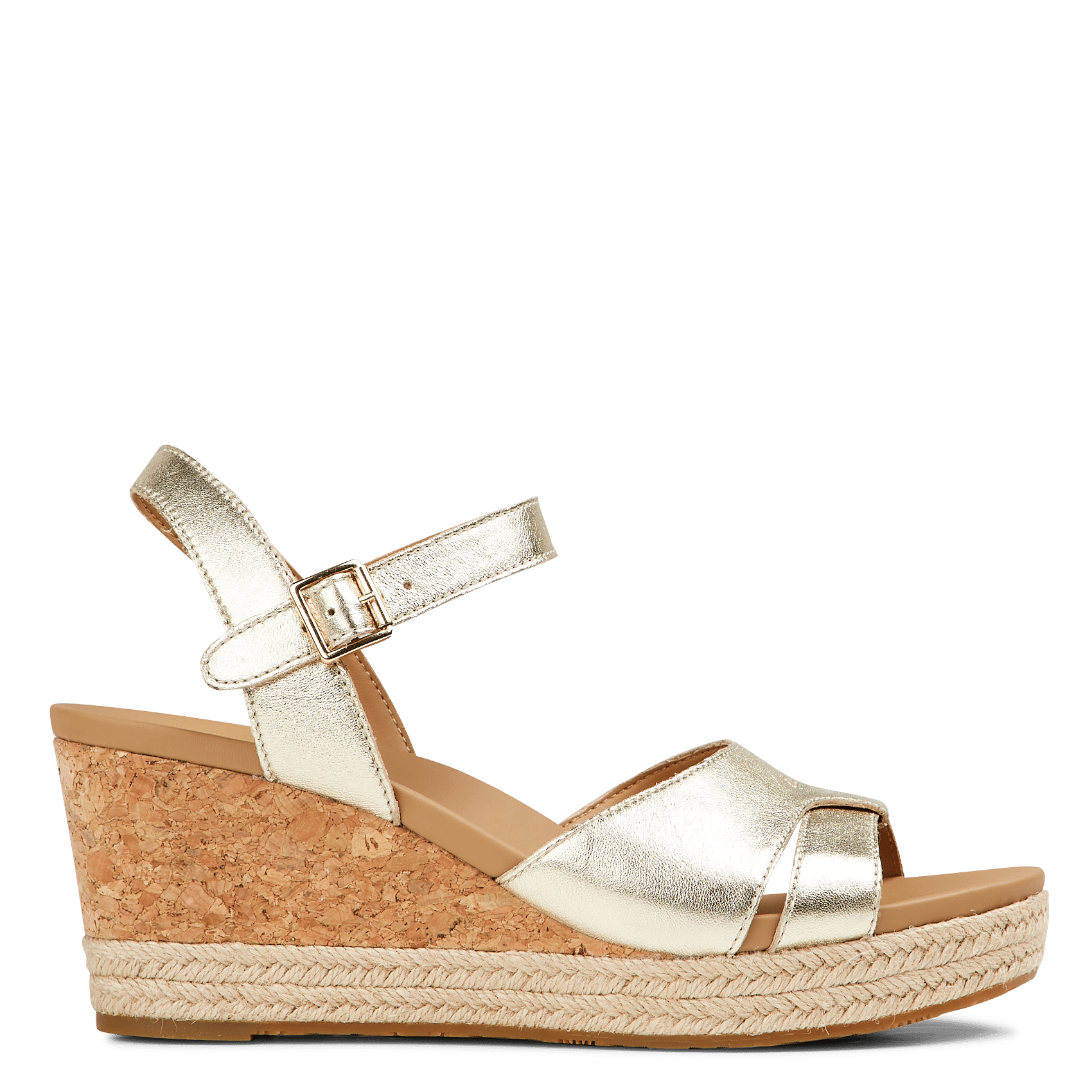 gold leather wedge sandals