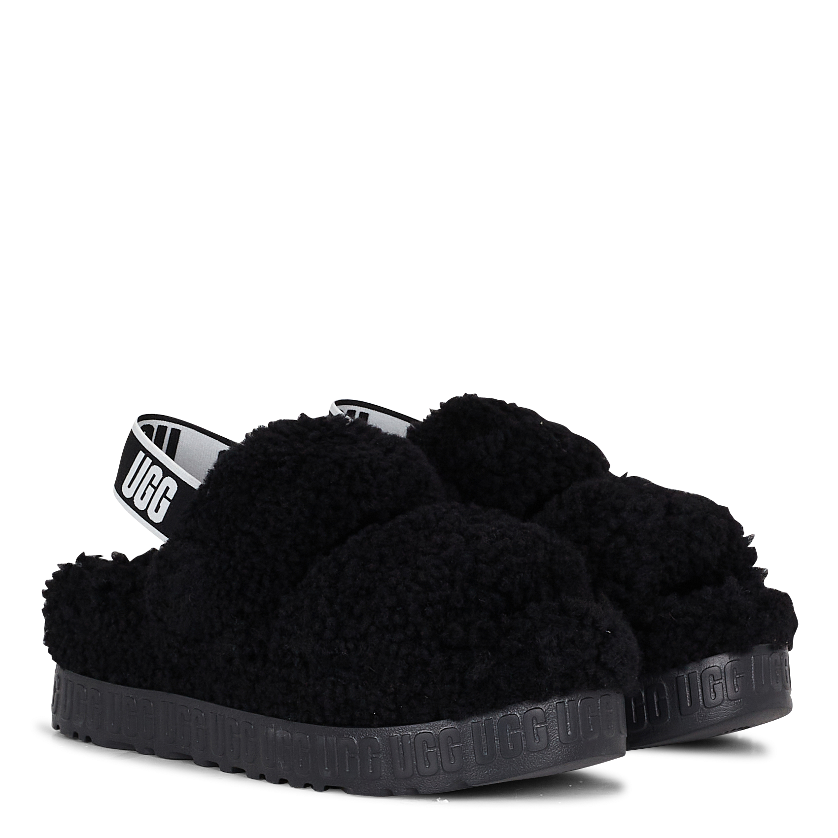 black ugg platform slippers