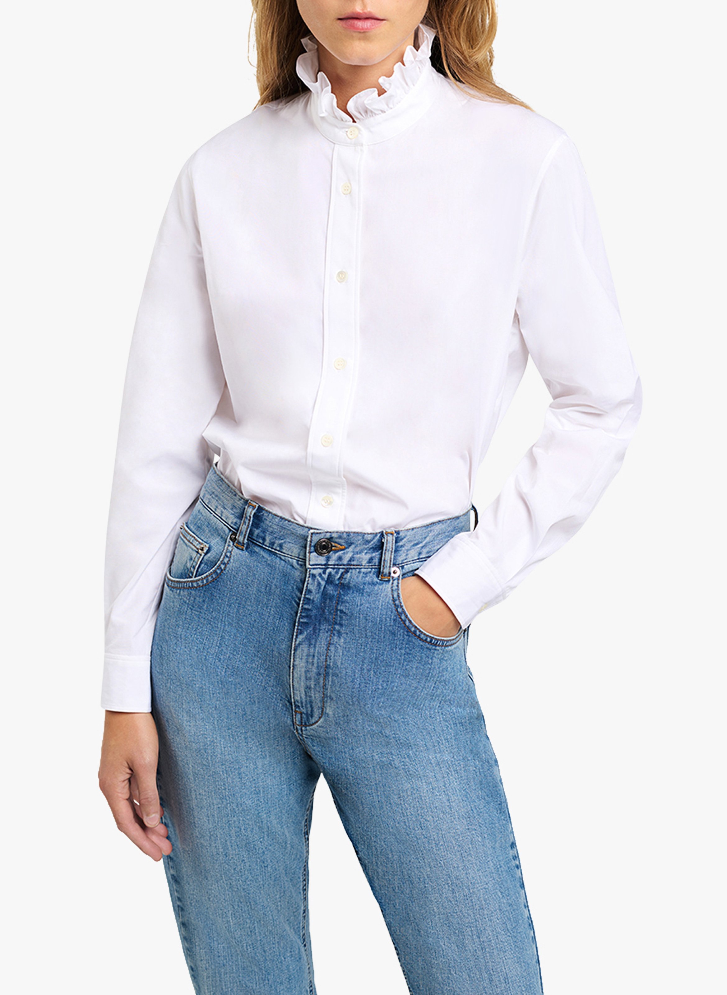Cotton Shirt With Victorian Collar 